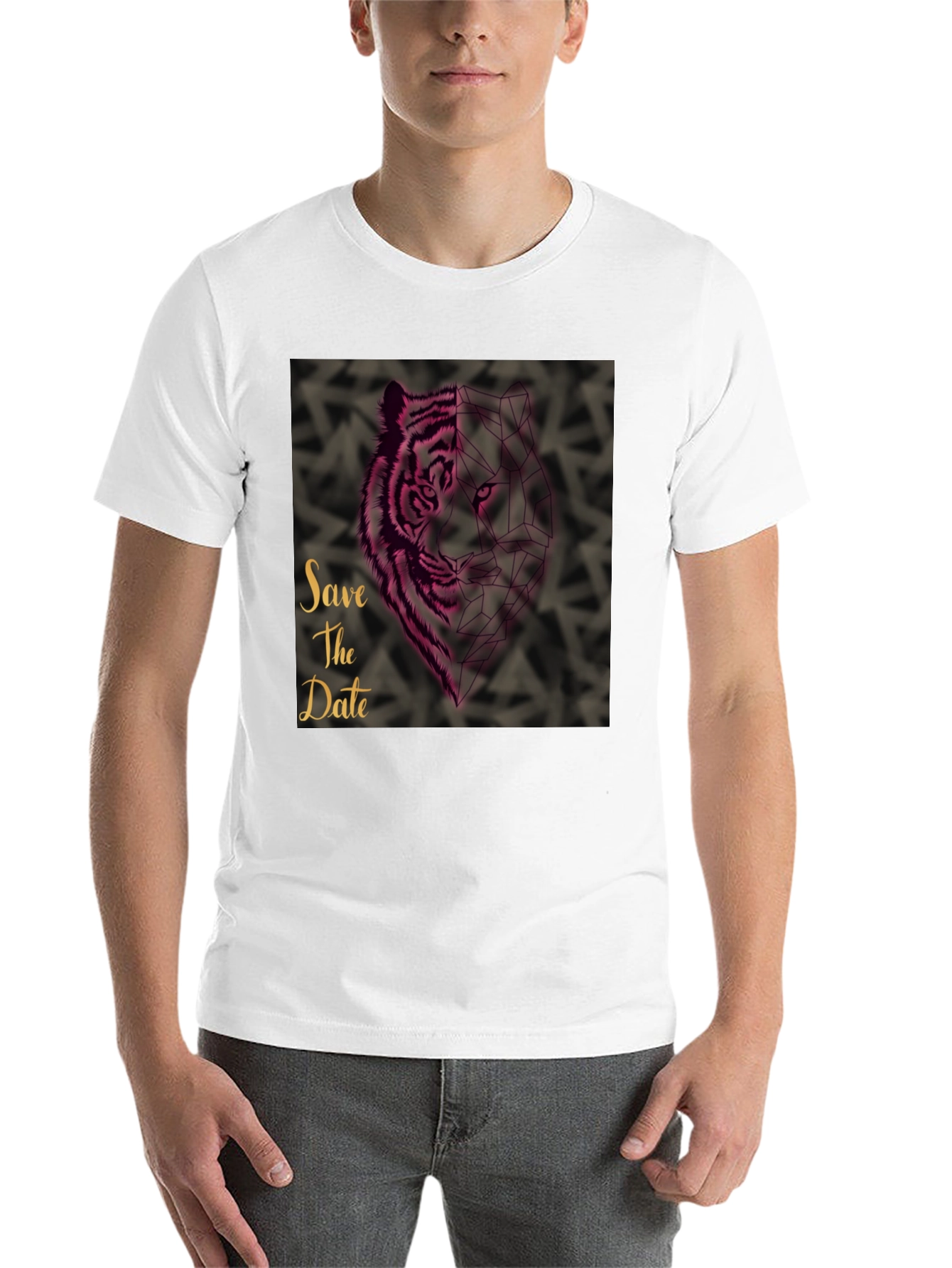 Black Save the Date Geometric Tiger Graphic T-Shirt view 14