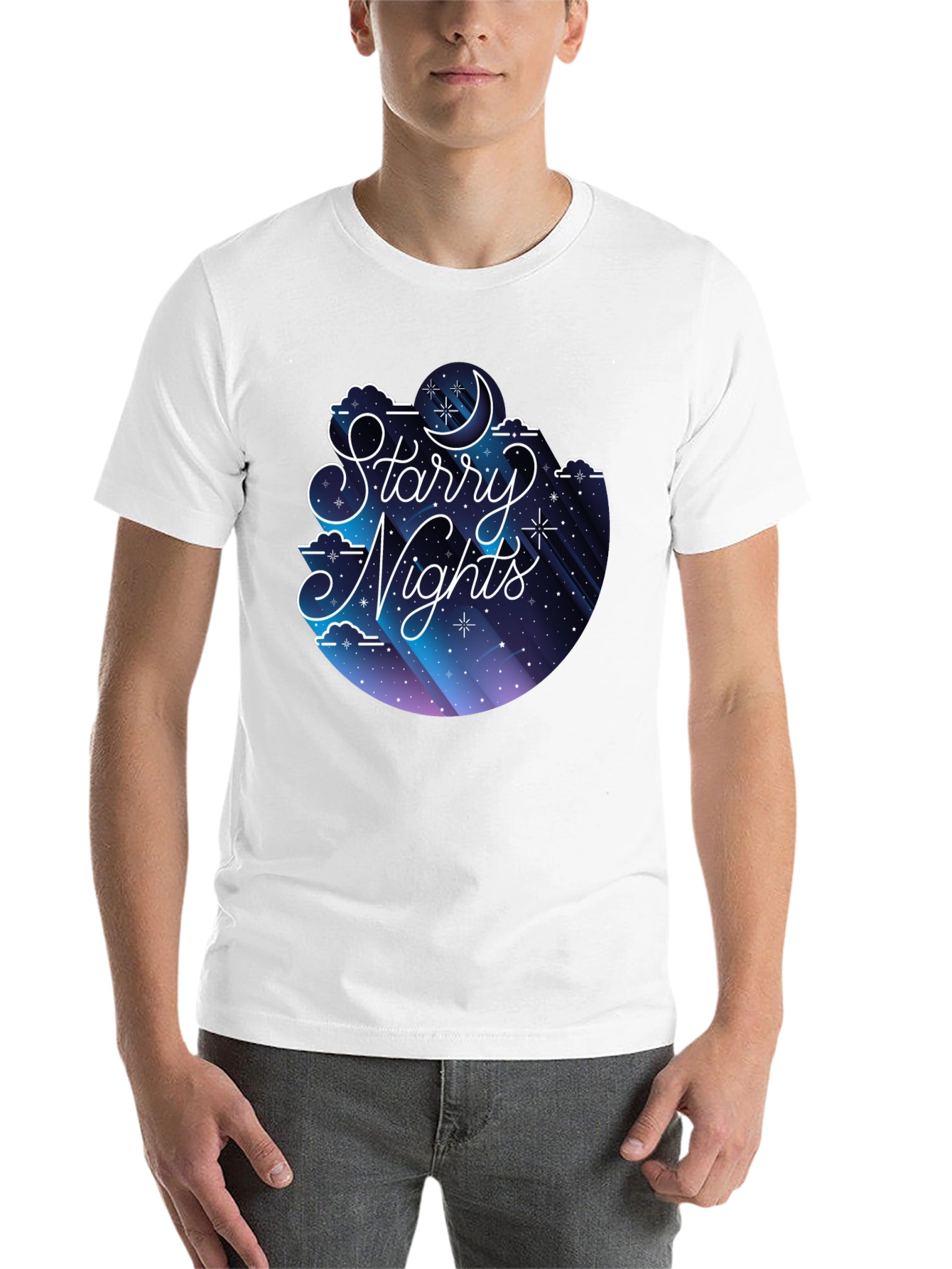 Black Starry Nights Graphic Tee - Soft Cotton Blend view 14