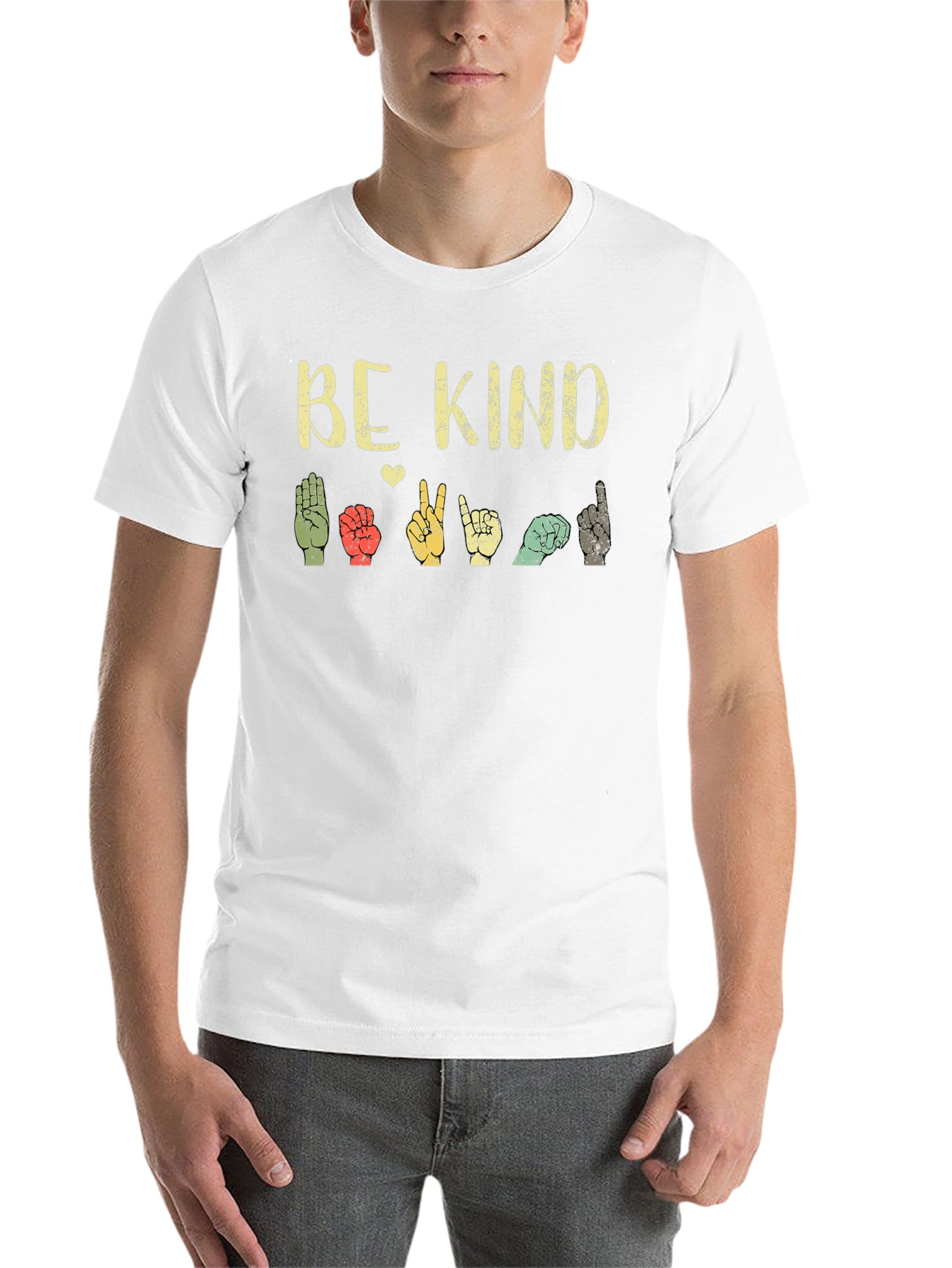 Black Be Kind Sign Language T-Shirt - Comfort Fit view 14
