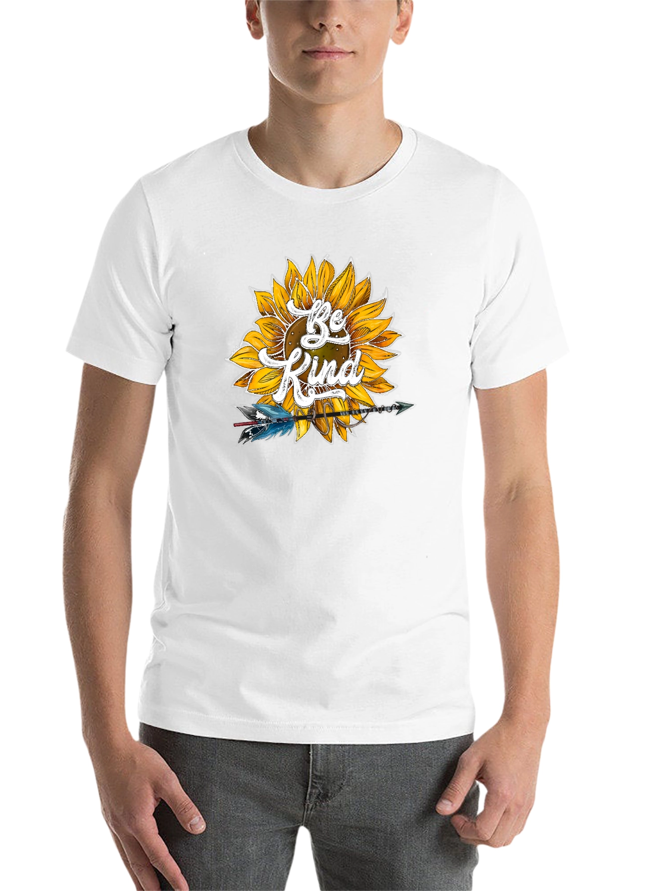 Be Kind Sunflower Graphic Tee - Soft Black Shirt - 14