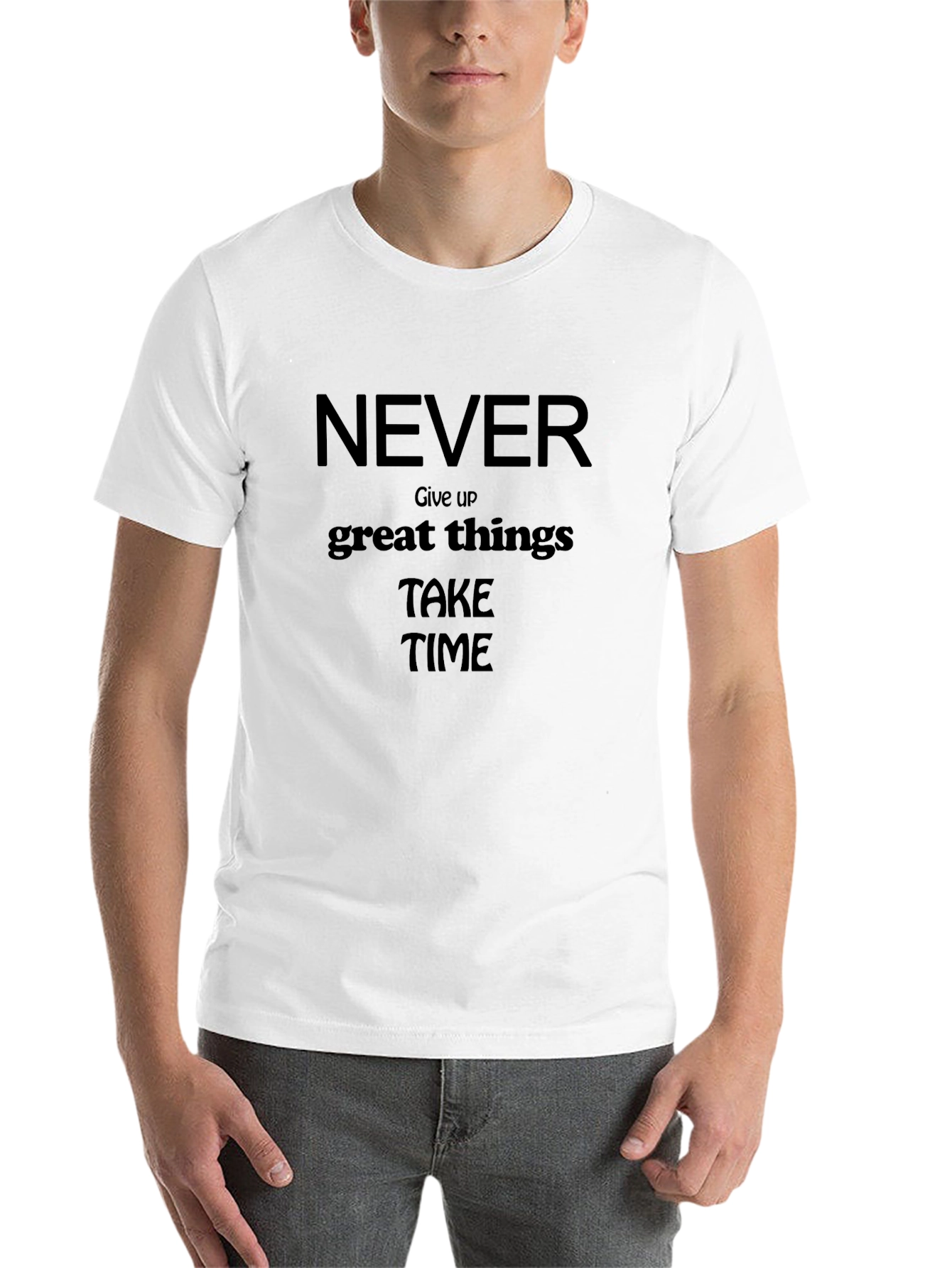 Black Inspirational Graphic Tee - Never Give Up view 14