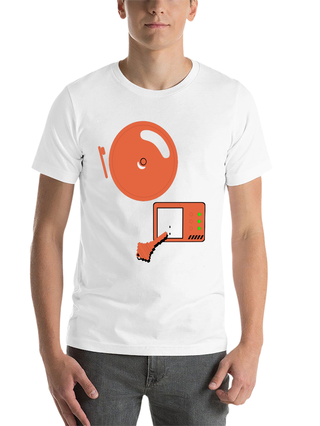 Retro Tech T-Shirt: Vintage Disk & Key Design - 14