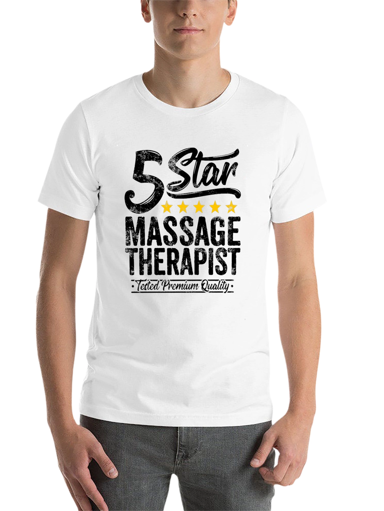 Black 5 Star Massage Therapist Graphic T-Shirt view 14