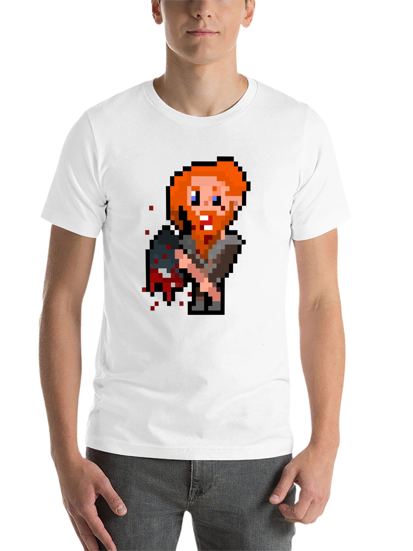 Black Pixelated Viking T-Shirt - Retro Gaming Tee view 14