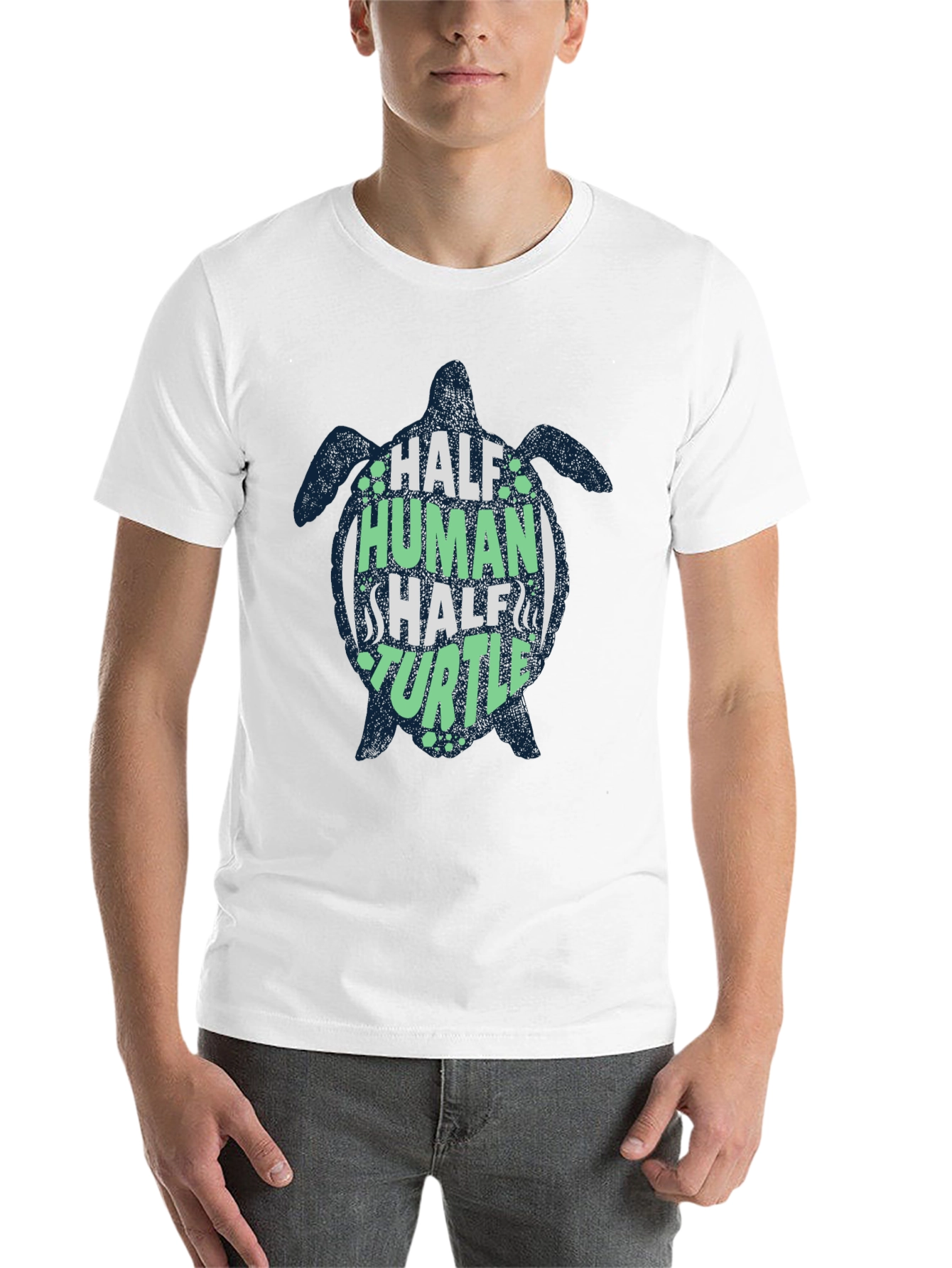 Black Half Human Half Turtle Black Graphic T-Shirt view 14