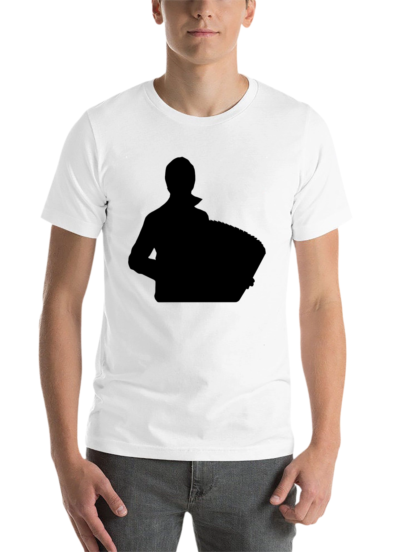 Black Silhouette Accordion Player T-Shirt - Black view 14