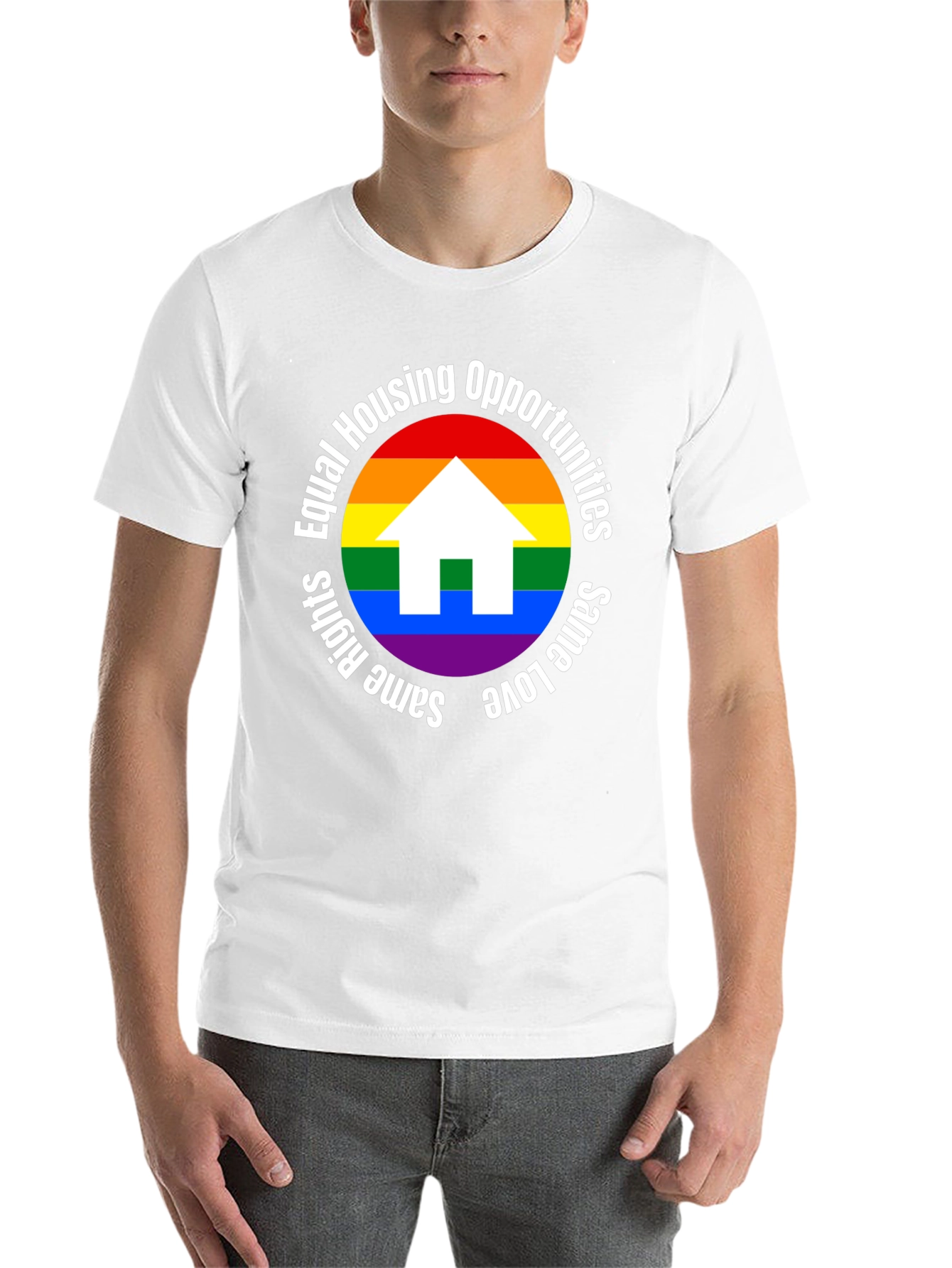 Black Equal Housing Opportunities Rainbow Pride T-Shirt view 14