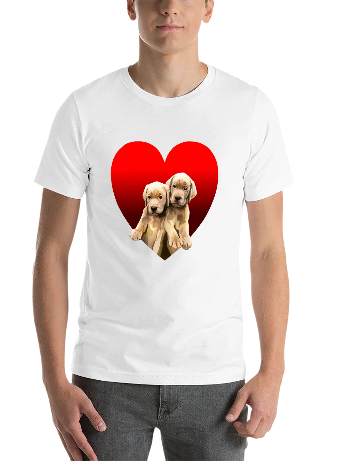 Black Puppy Love Heart Tee - Adorable Dog T-Shirt view 14