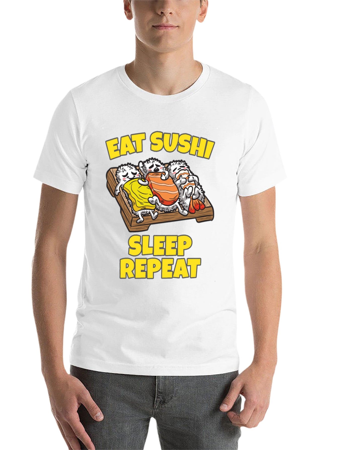 Black Eat Sushi Sleep Repeat Graphic Tee view 14