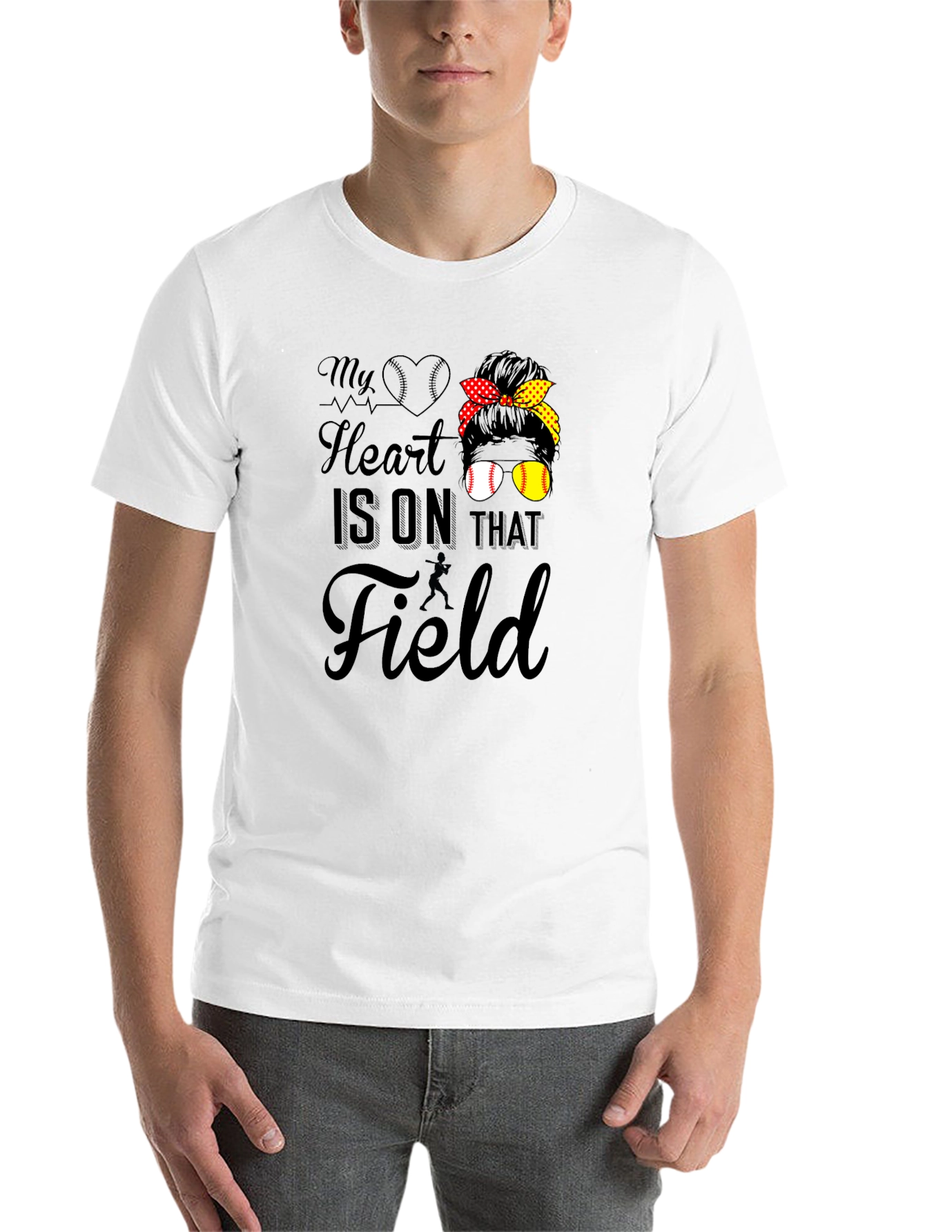 Black My Heart Is On That Field T-Shirt - Baseball Mom Tee view 14