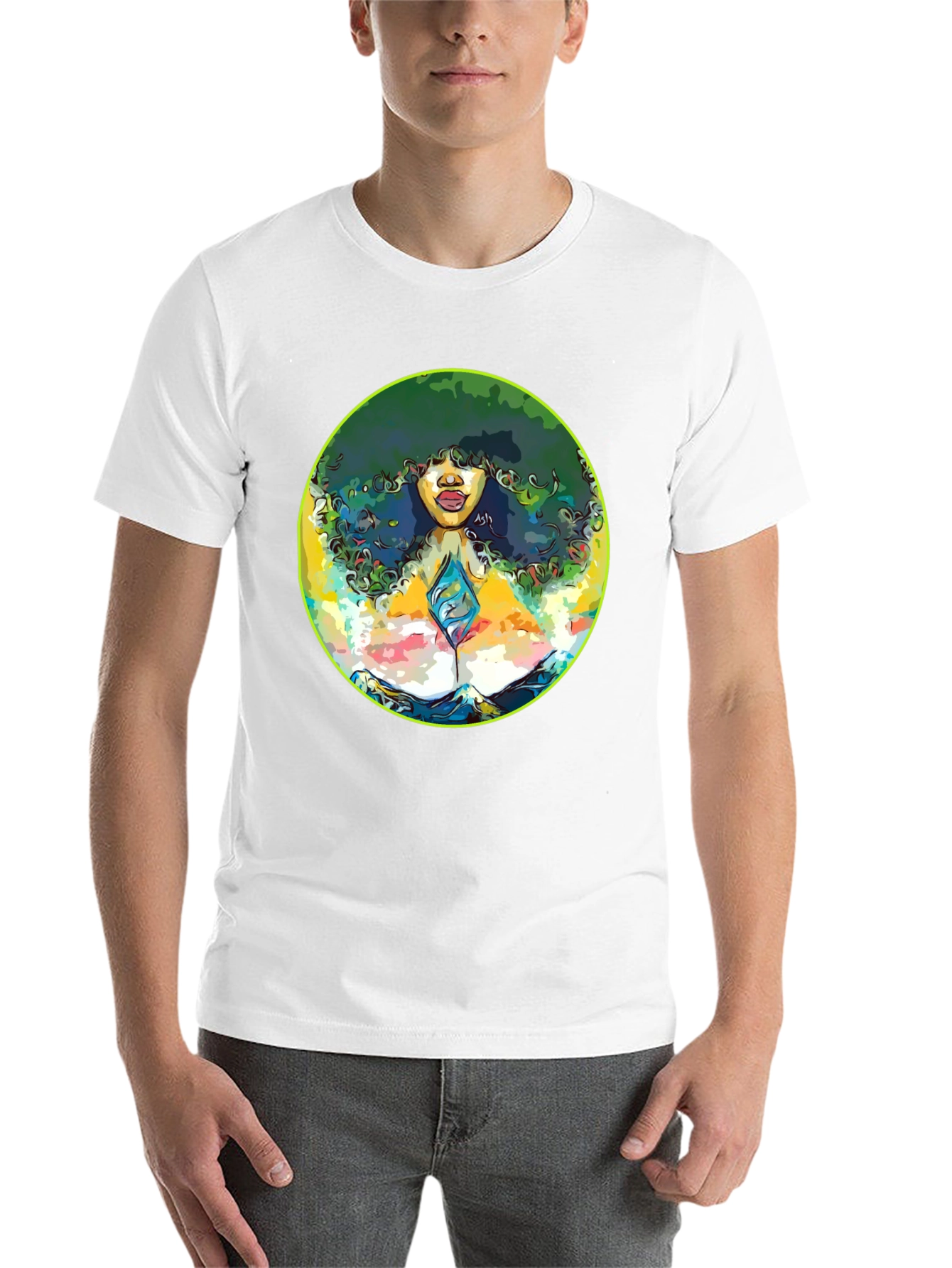 Black Afro Woman Graphic Tee - Artistic Portrait T-Shirt view 14