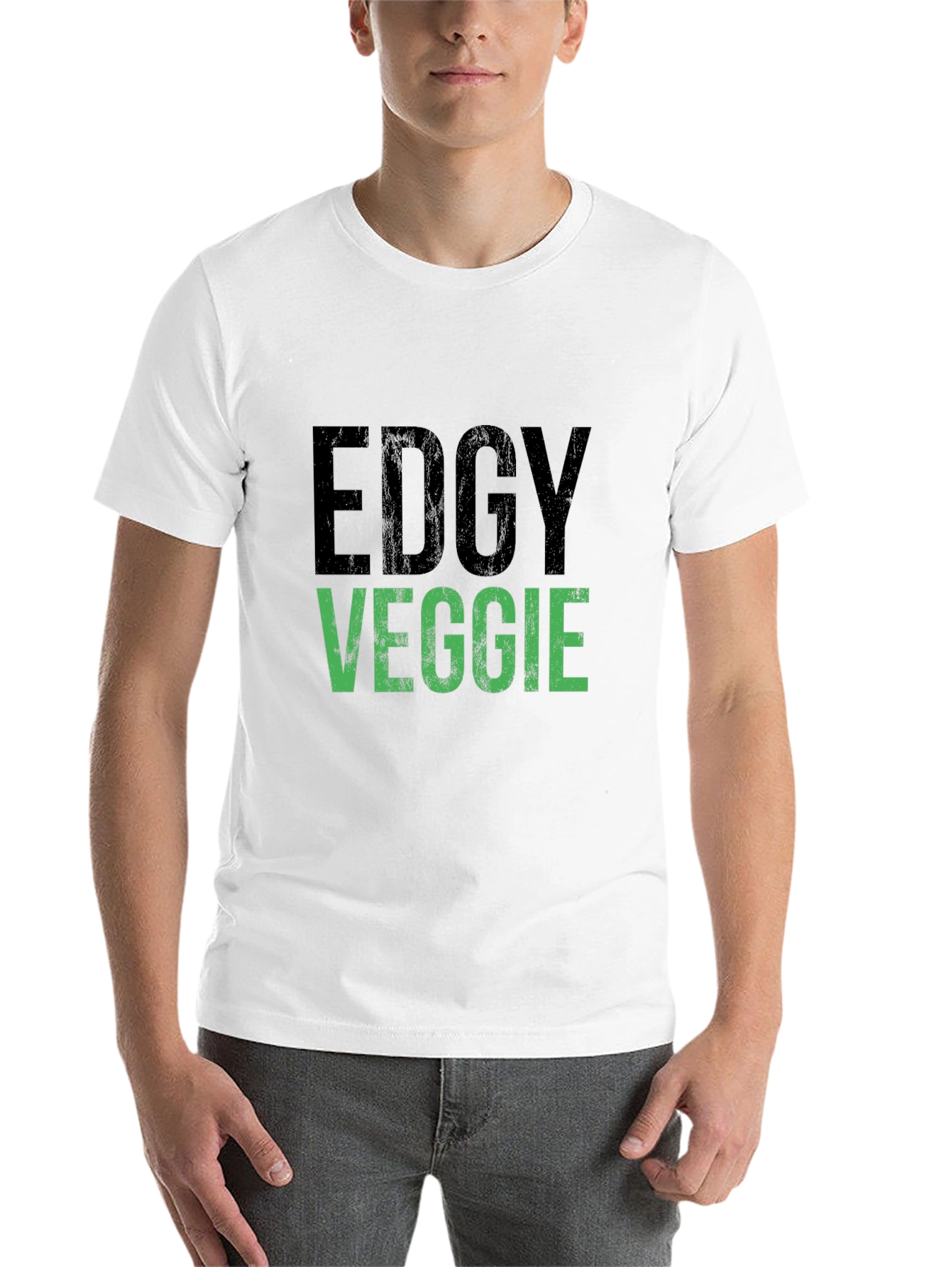Black Edgy Veggie Graphic T-Shirt - Vegan Style view 14