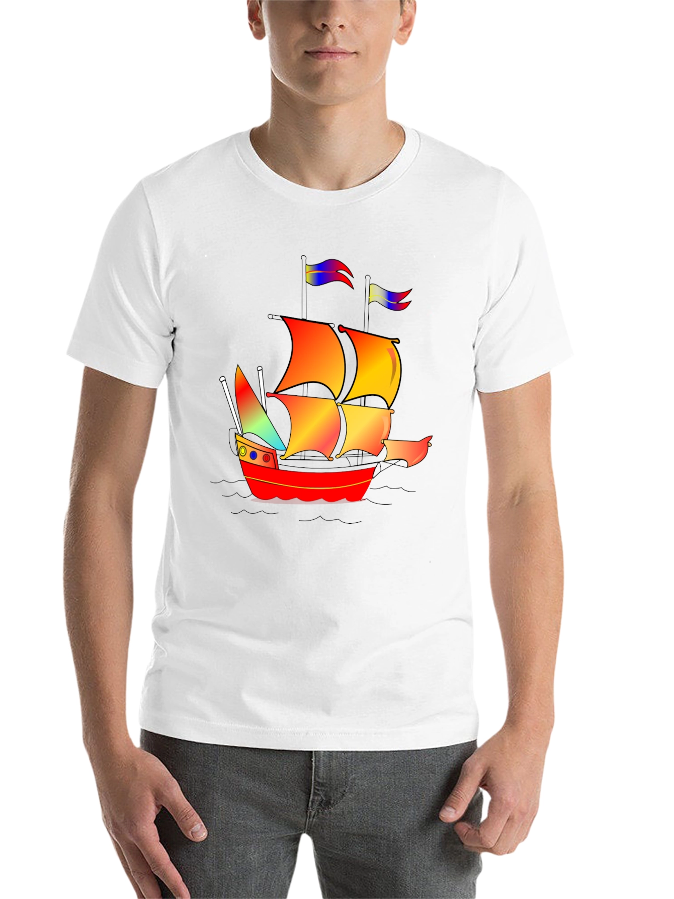 Black Colorful Pirate Ship Graphic Tee view 14