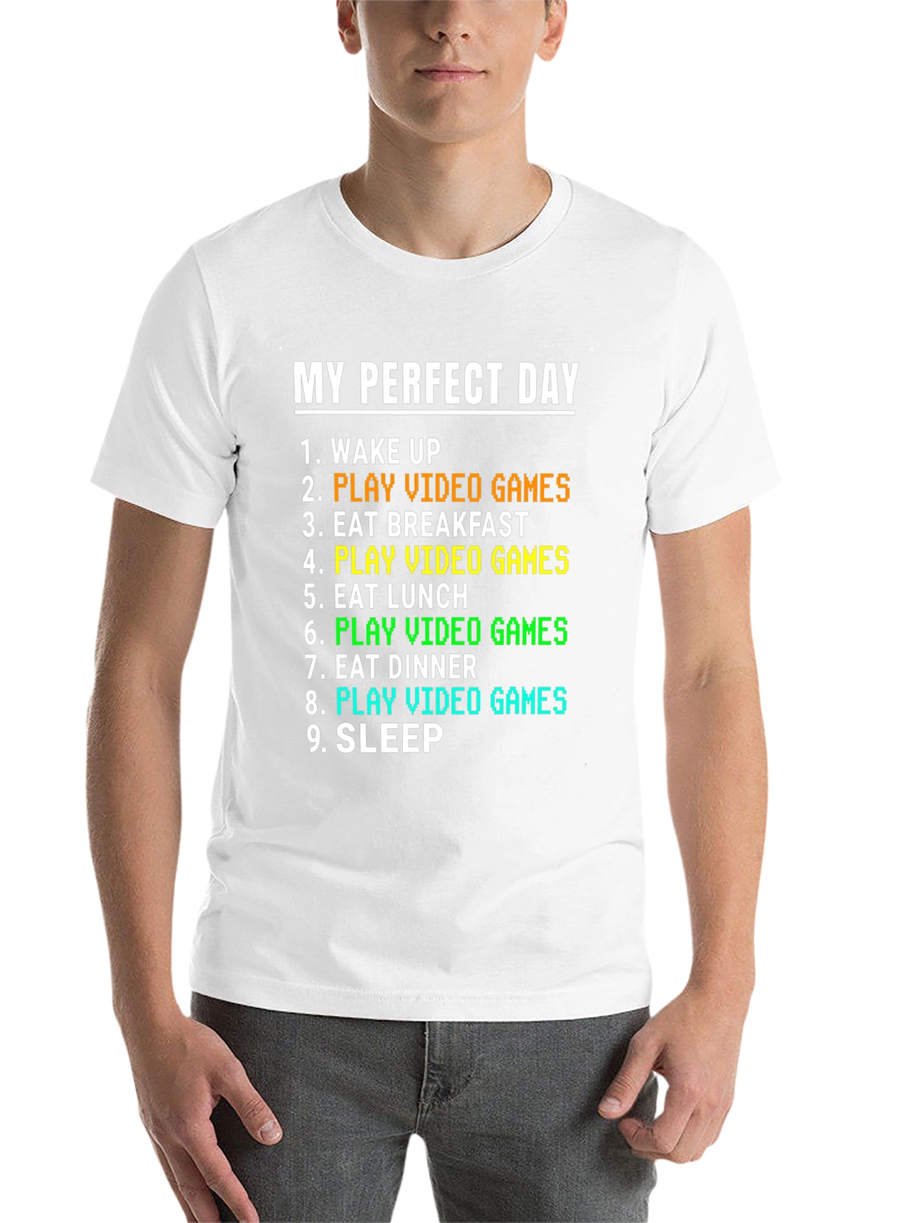 Black My Perfect Day Gamer T-Shirt view 14