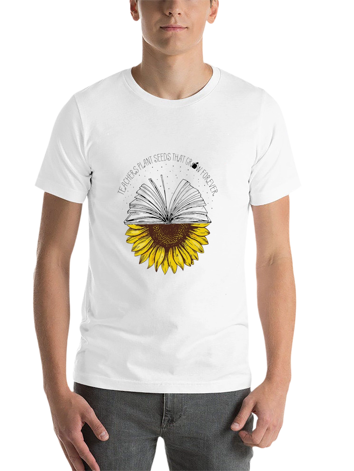 Black Teacher's Plant Seeds Sunflower Book T-Shirt view 14