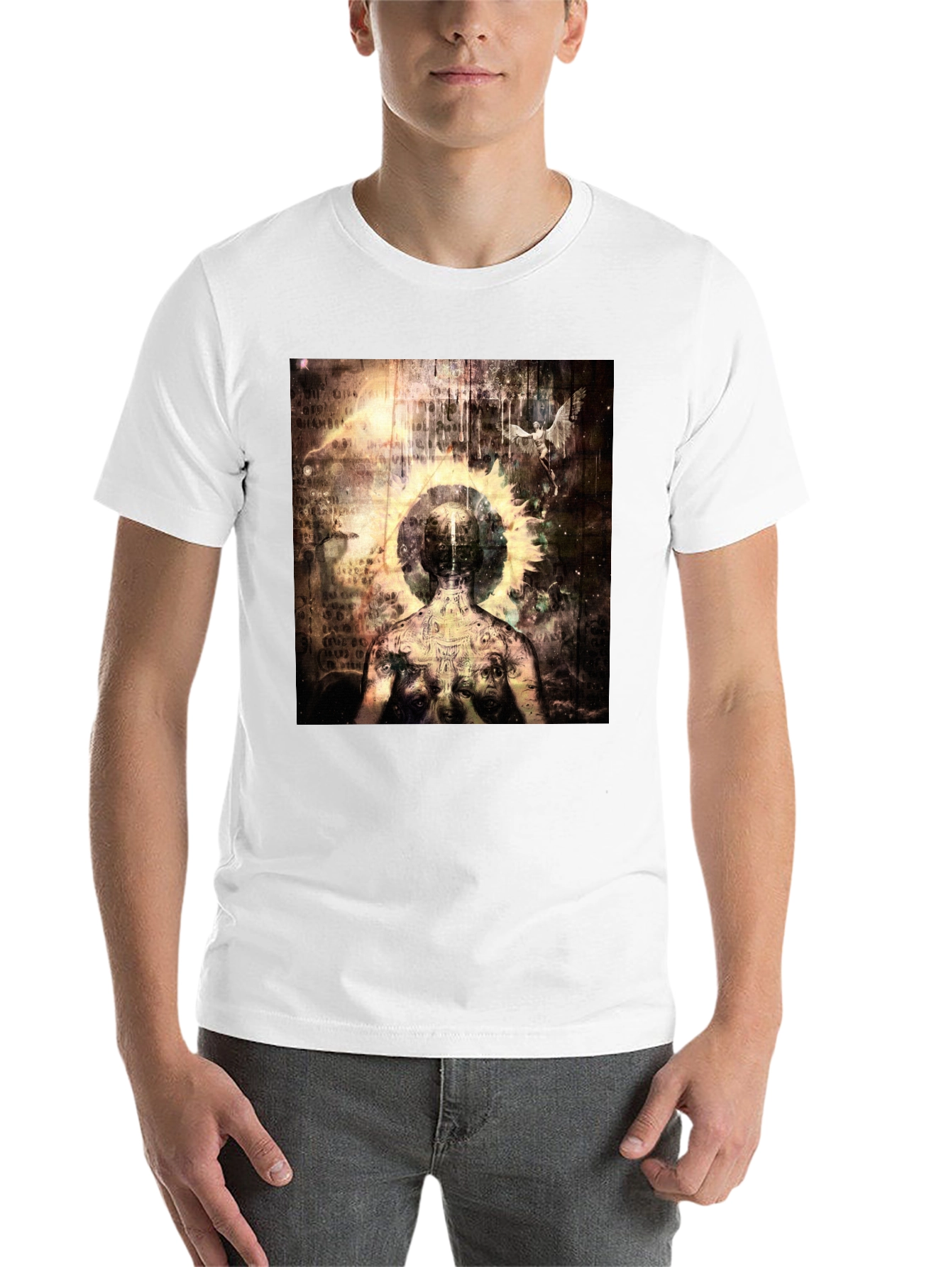 Black Abstract Art Graphic Tee - Black view 14