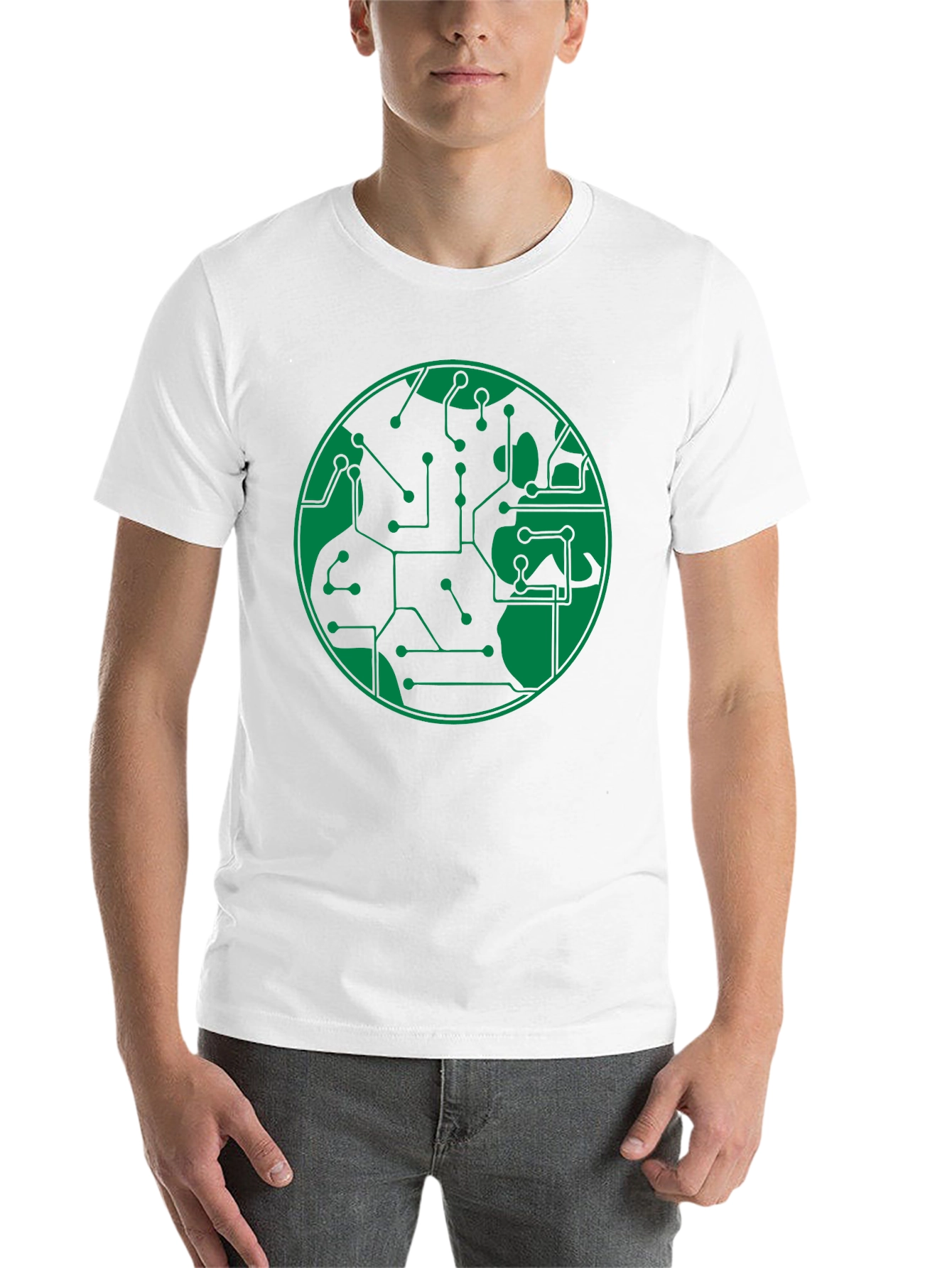 Black Circuit Board Earth Graphic T-Shirt - Black view 14