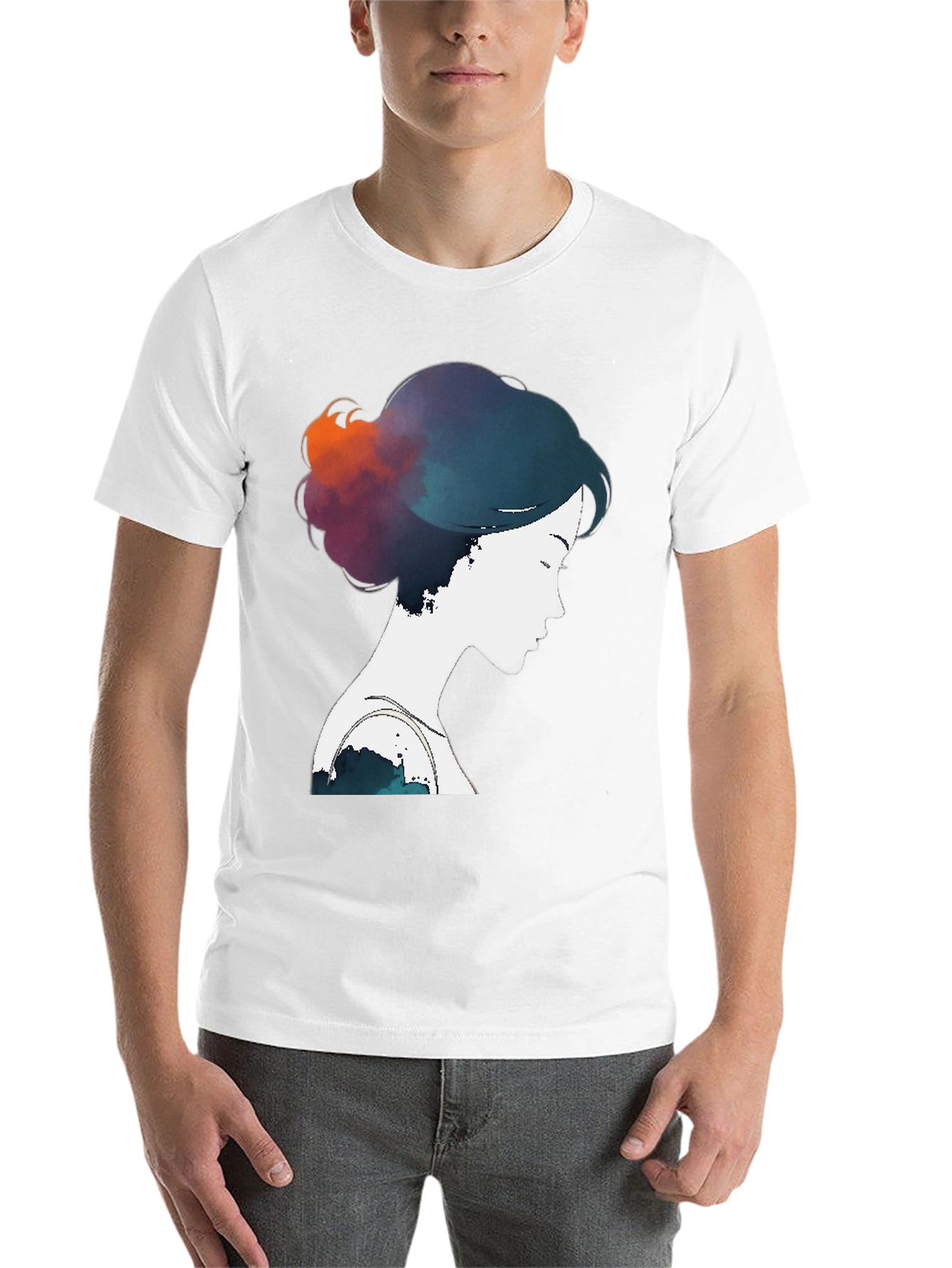 Black Watercolor Silhouette T-Shirt - Artistic Design view 14
