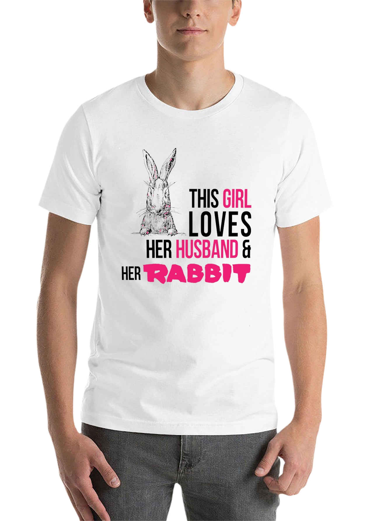 Black Girl Loves Husband and Rabbit T-Shirt view 14