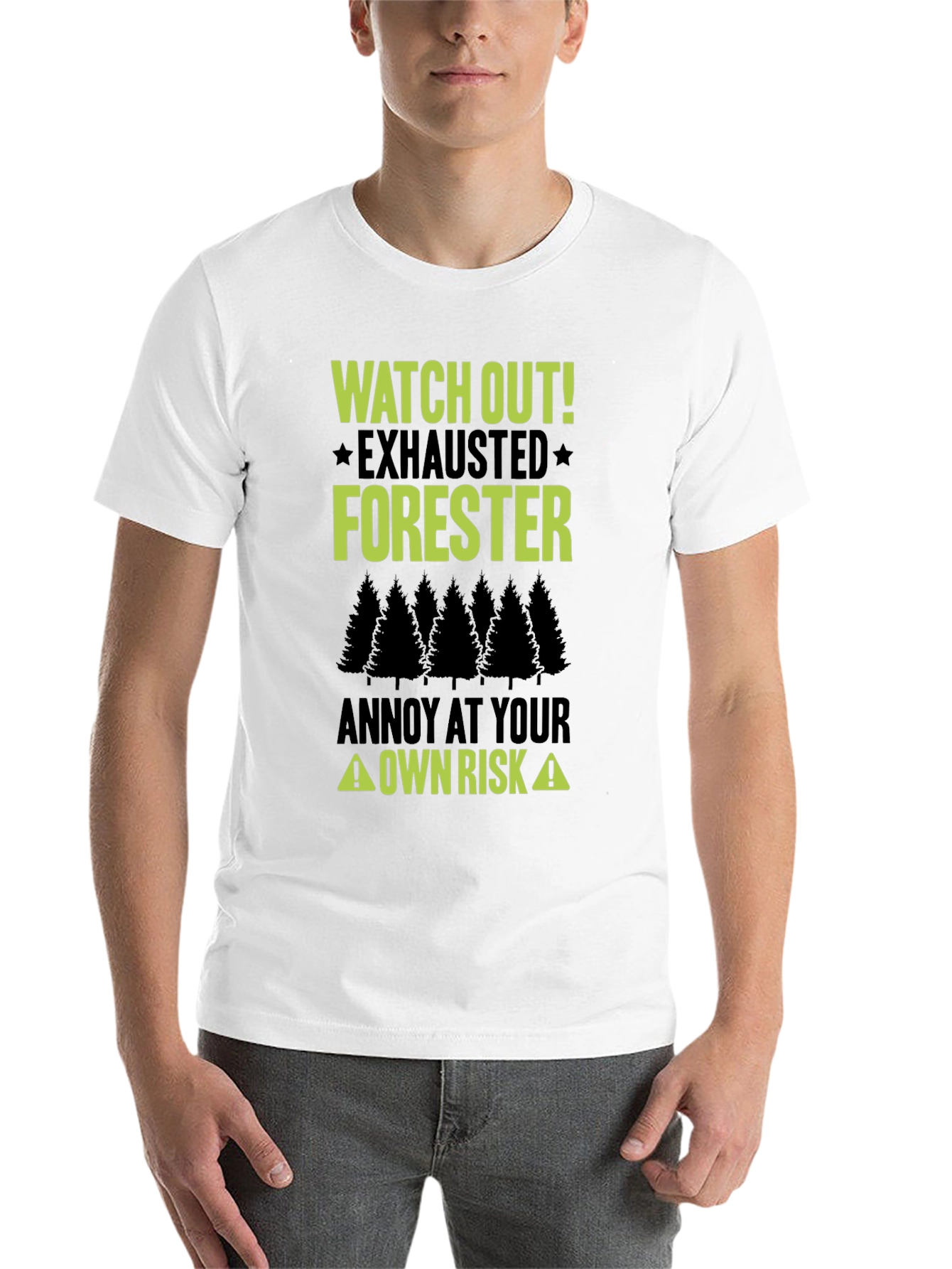 Black Exhausted Forester T-Shirt - Funny Forest Humor Tee view 14