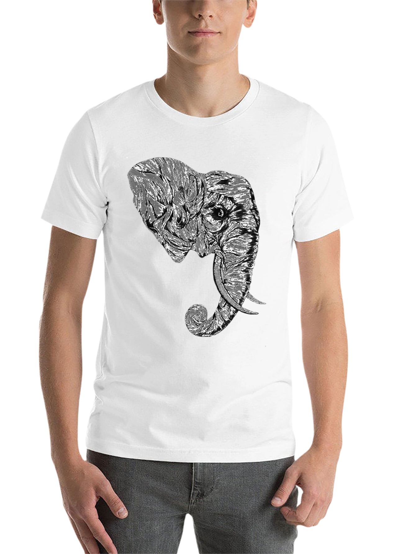Elephant Graphic Tee - Stylish Men's Black T-Shirt - 14