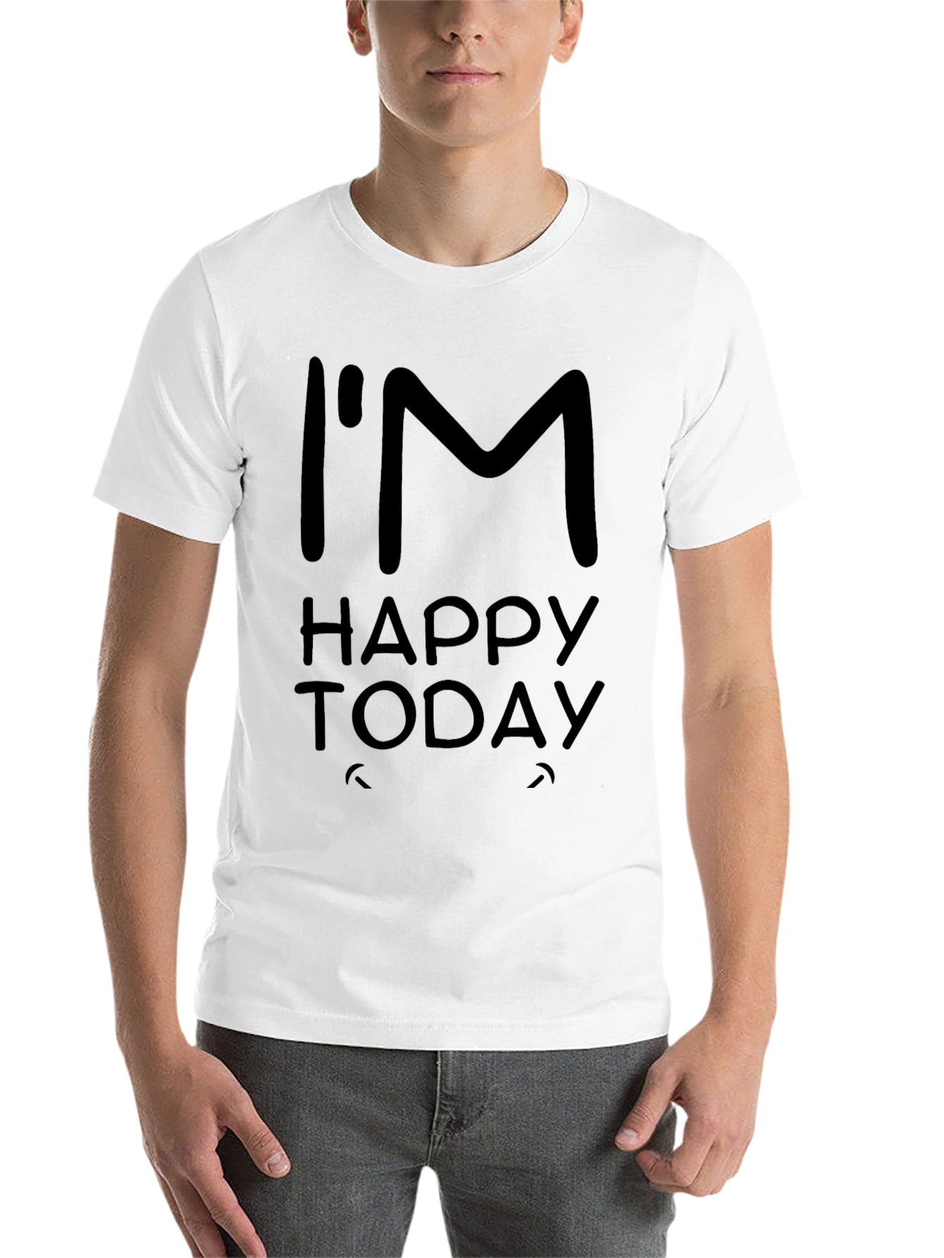 Black I'm Happy Today Black T-Shirt view 14
