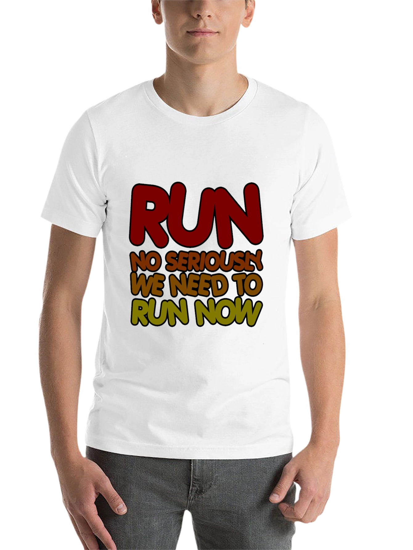 Black Run Now Graphic Tee - Funny Running Shirt view 14