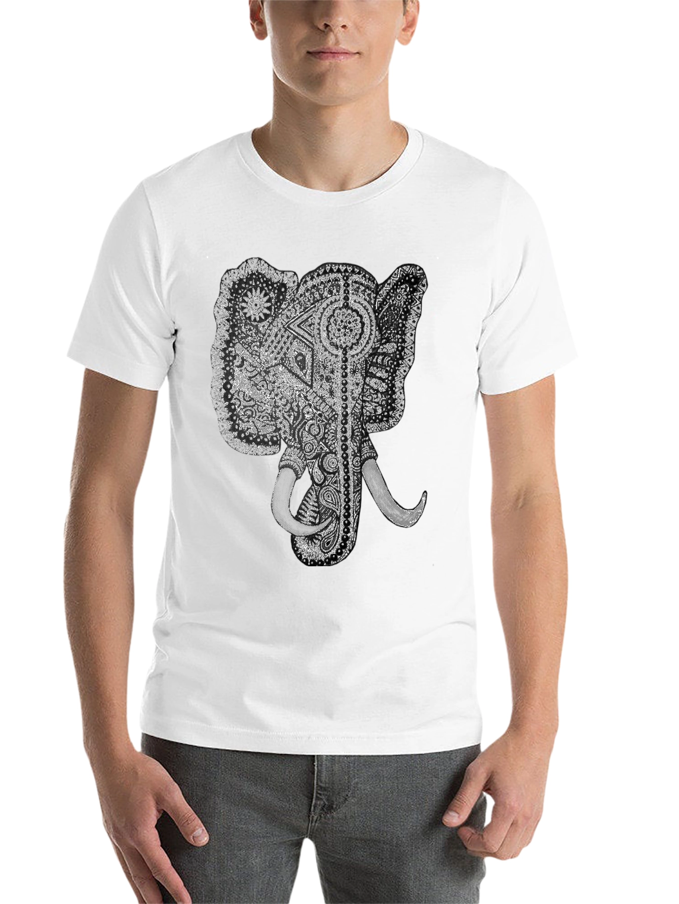 Black Elephant Graphic Tee - Black Cotton T-Shirt view 14