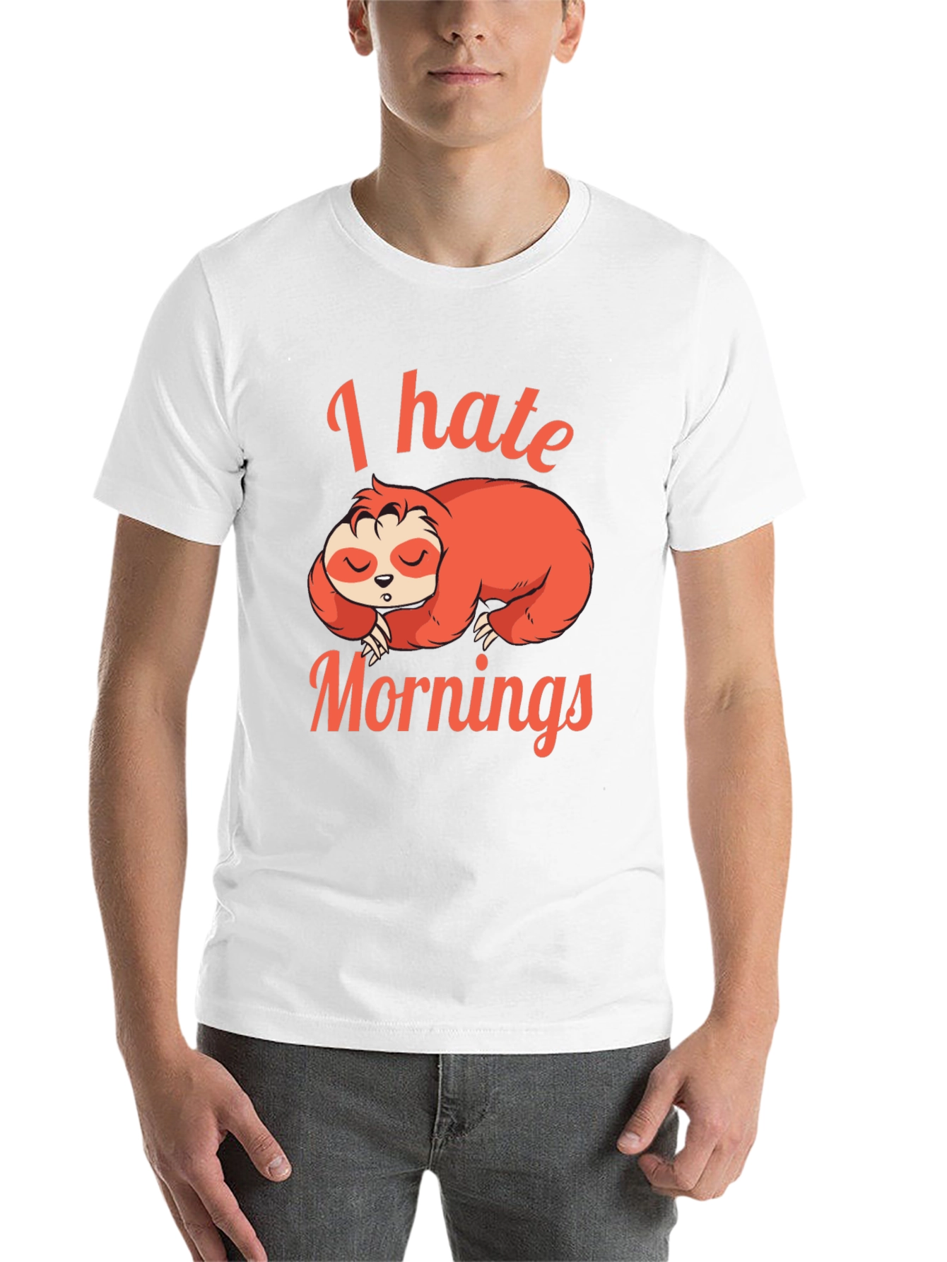 Black I Hate Mornings Sloth Graphic T-Shirt view 14