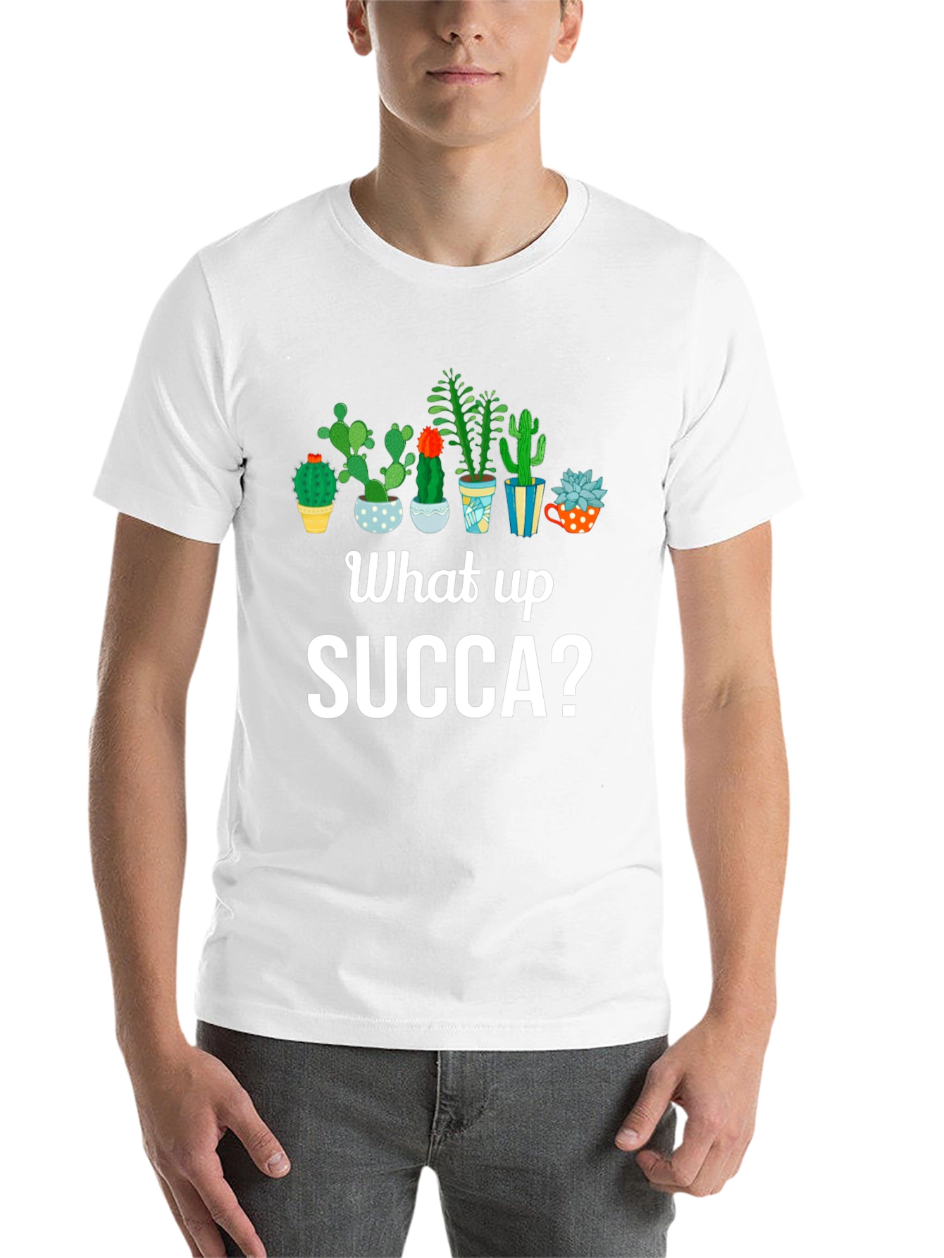 Black What up SUCCA? Cactus Graphic T-Shirt view 14