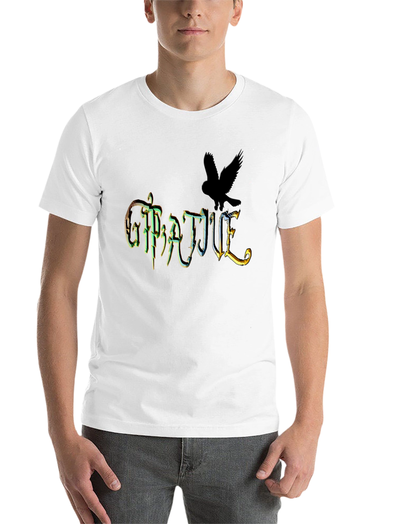 Black Gratitude Raven Graphic Tee - Unisex view 14