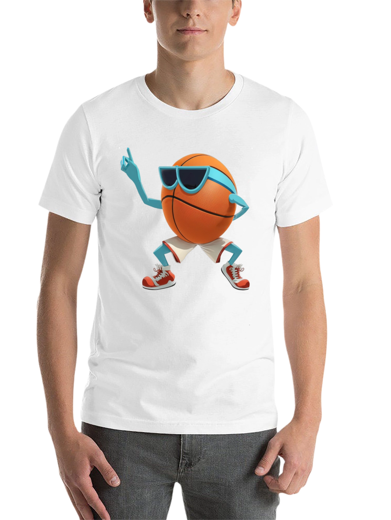 Black Cool Basketball Cartoon Graphic Black T-Shirt view 14