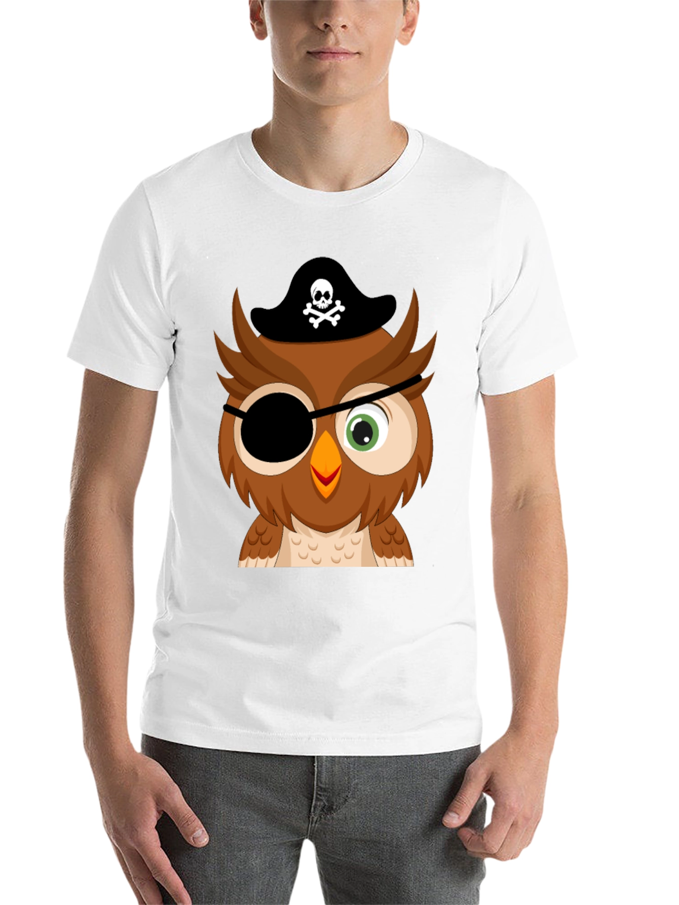 Black Pirate Owl Graphic Tee - Mens Black T-Shirt view 14