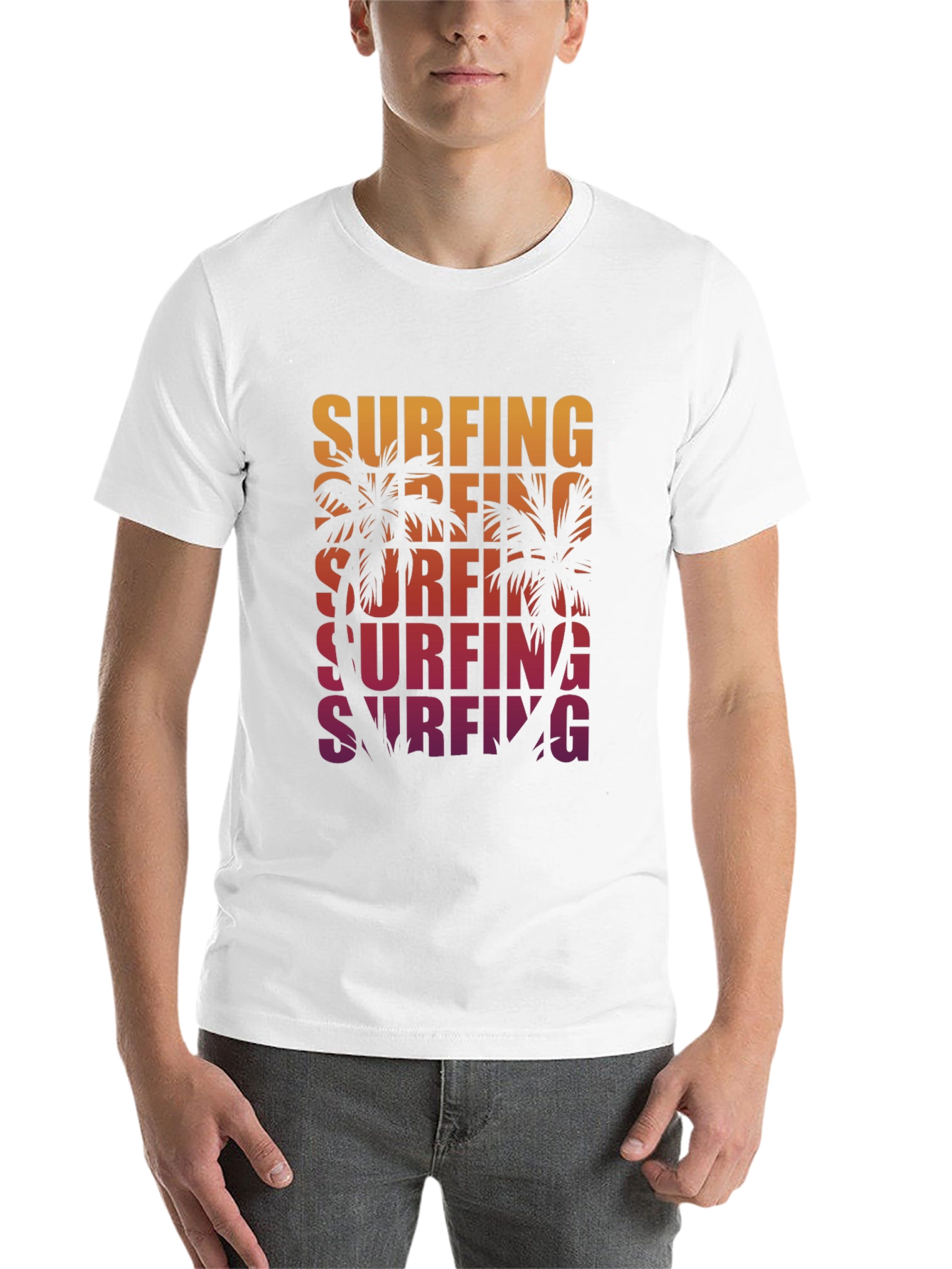 Black Surfing Palm Tree Graphic Tee - Retro Style view 14