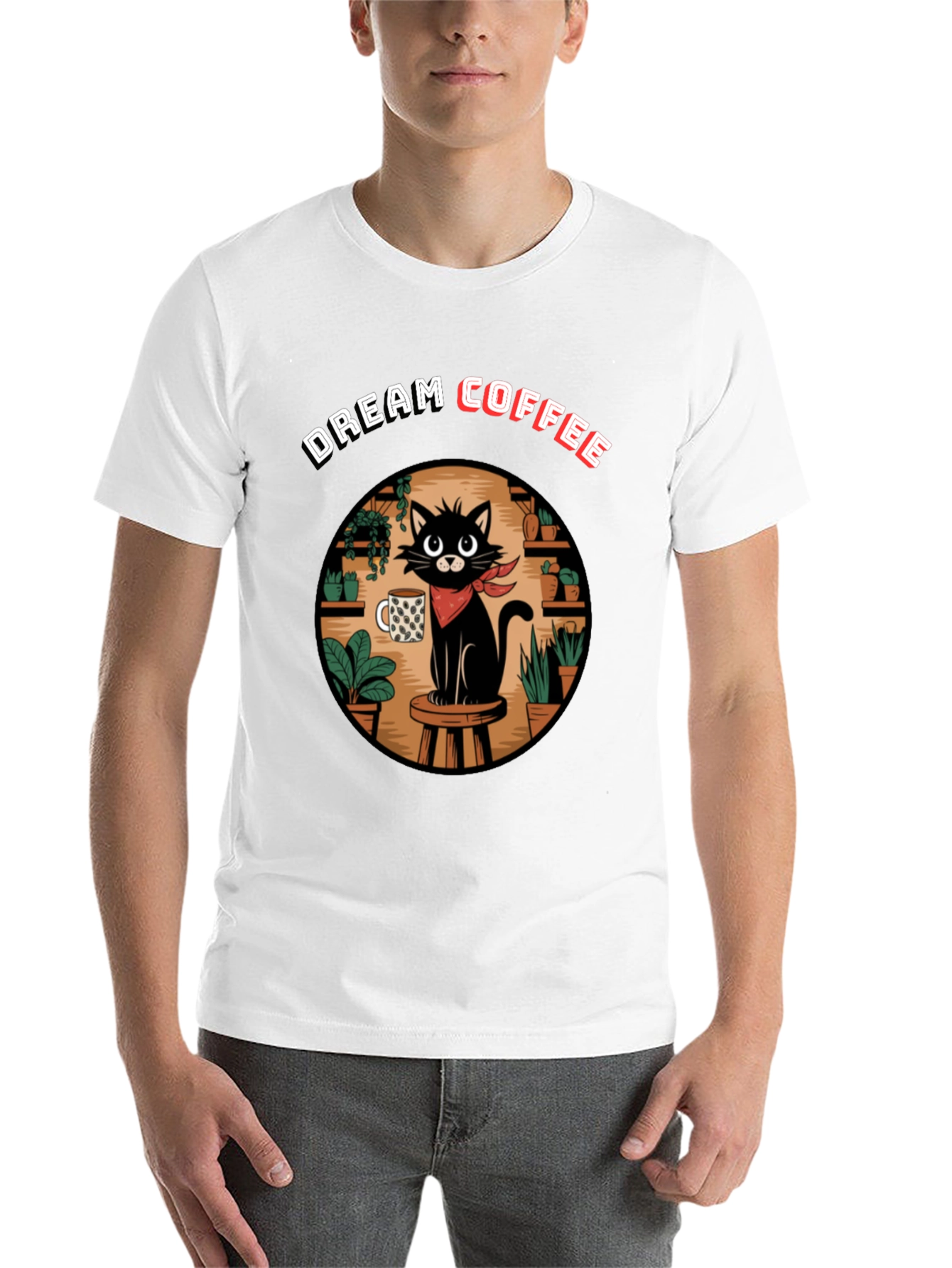 Black Dream Coffee Cat Graphic T-Shirt view 14
