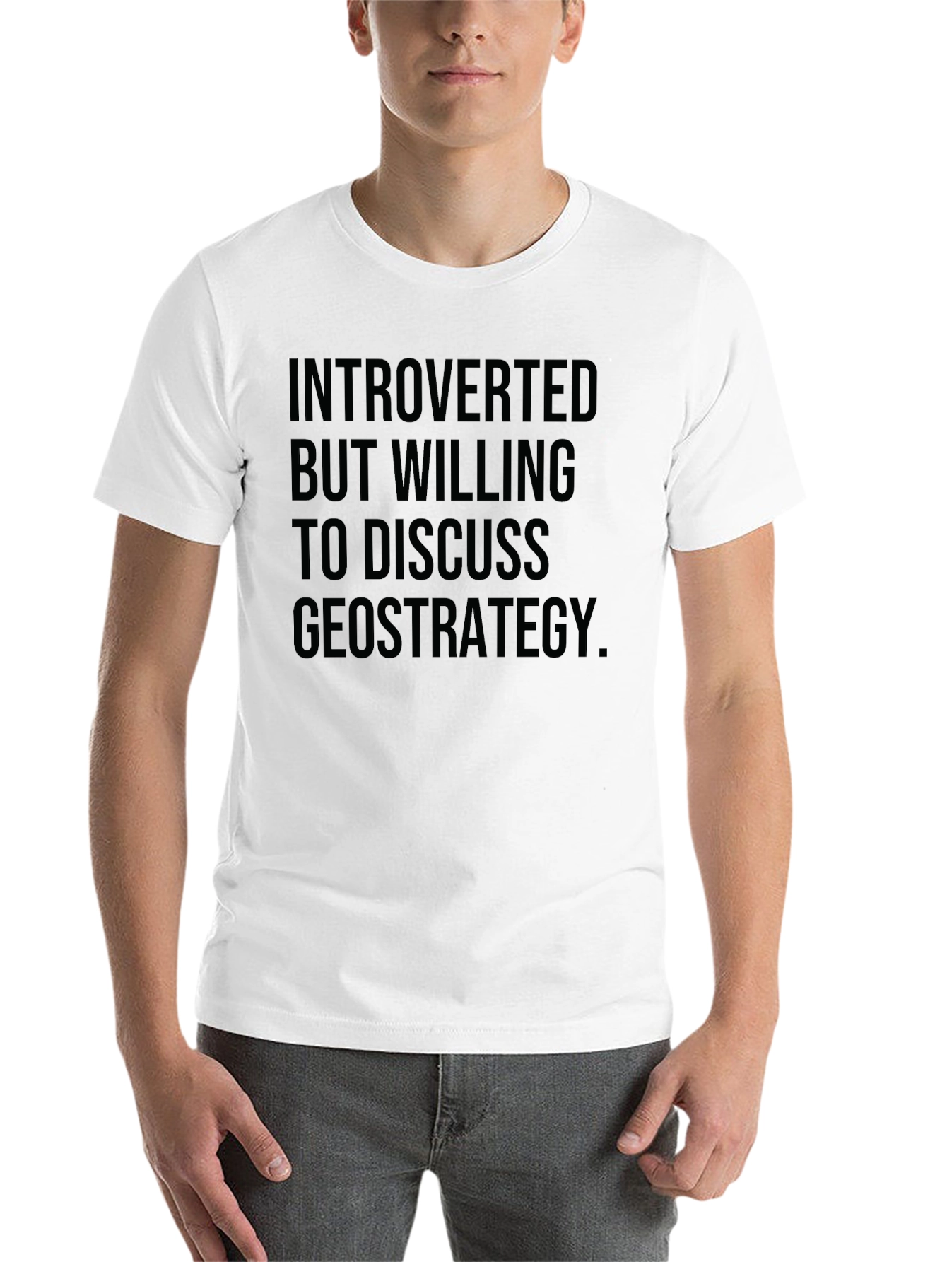 Black Introverted Geostrategy T-Shirt - Black Graphic Tee view 14