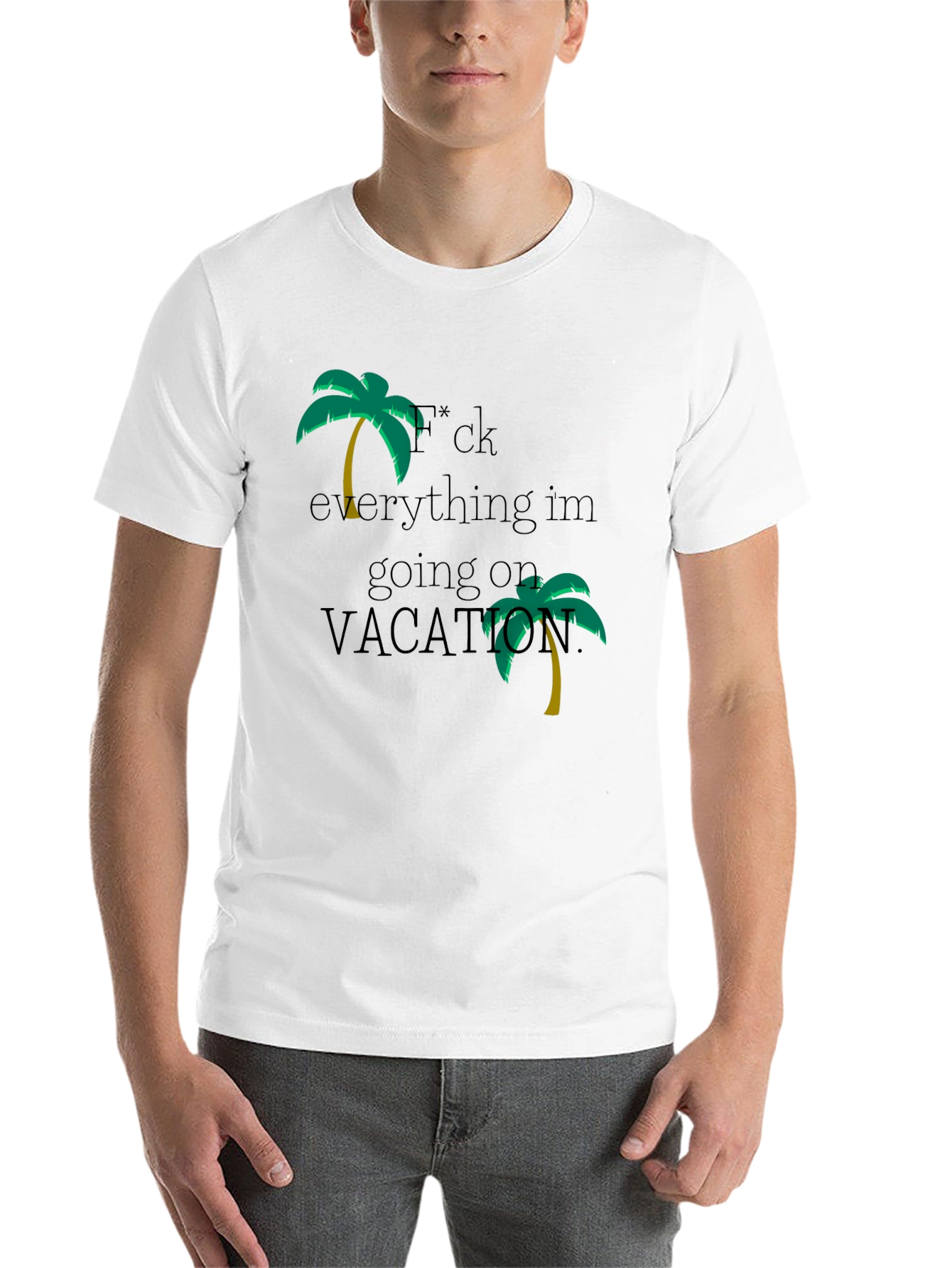 Black Vacation Mode Black T-Shirt - Palm Tree Design view 14