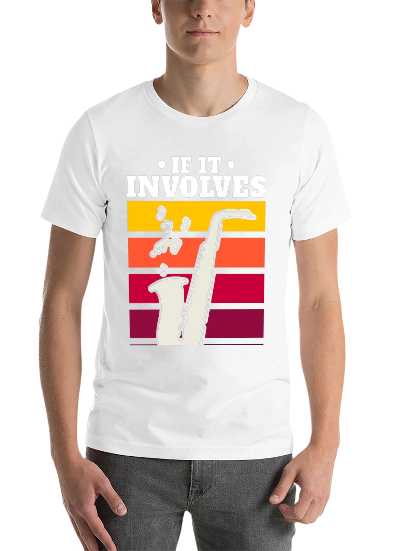 Black Saxophone Music Lover T-Shirt - If It Involves Sax view 14