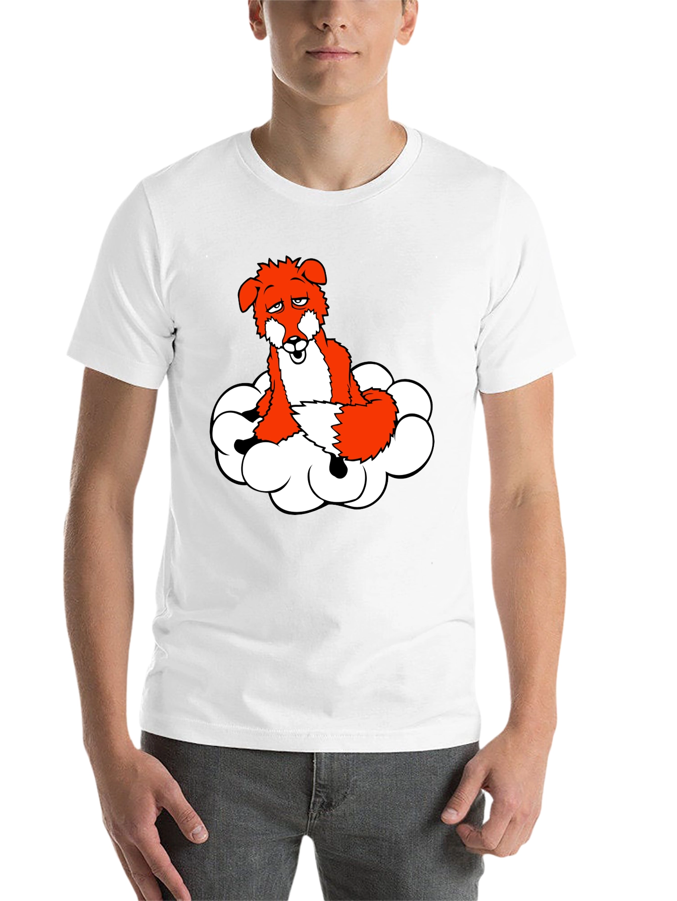 Black Fox on Cloud T-Shirt - Unique Graphic Tee view 14