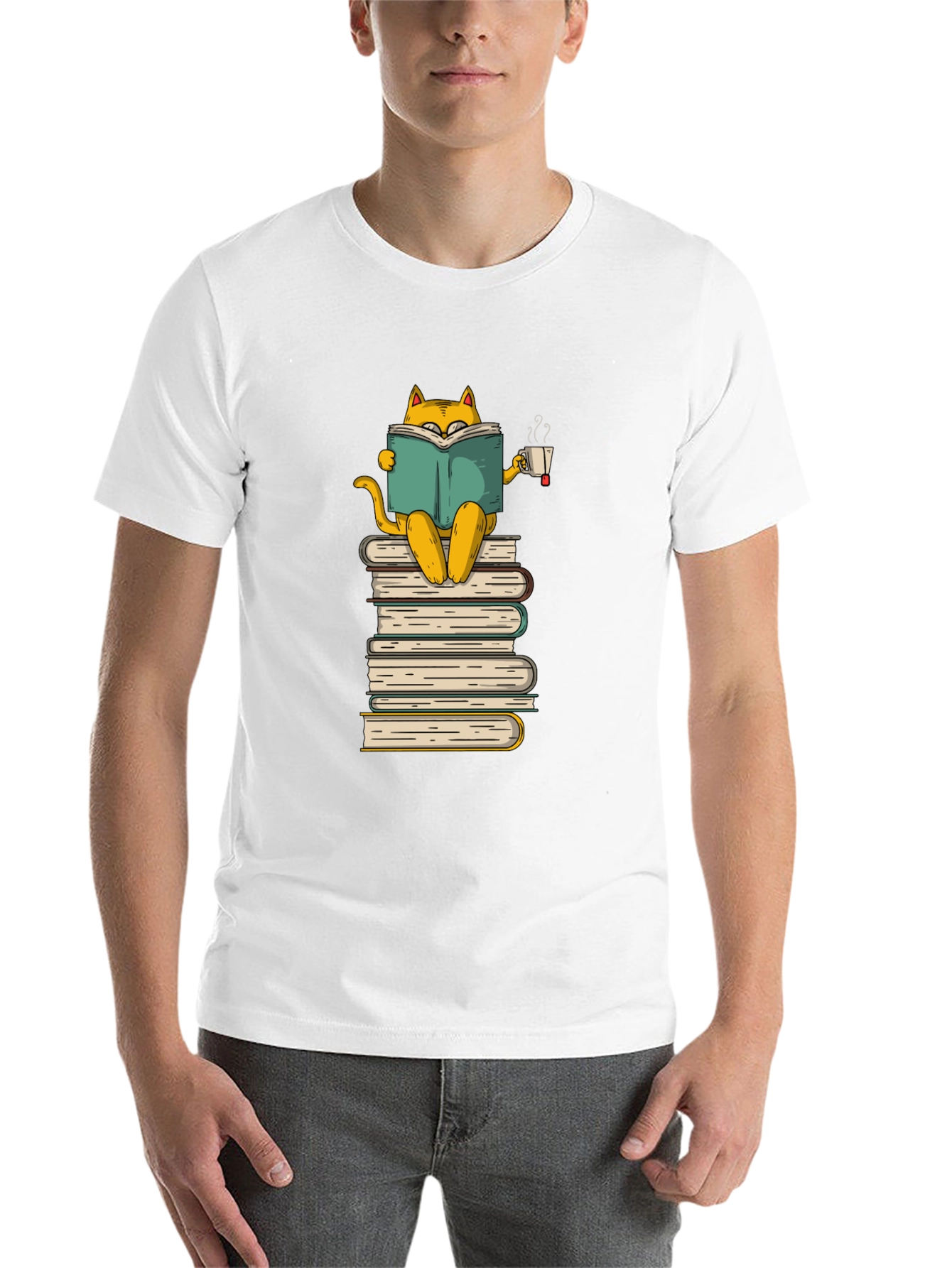 Black Bookish Cat T-Shirt: Cozy Reader view 14