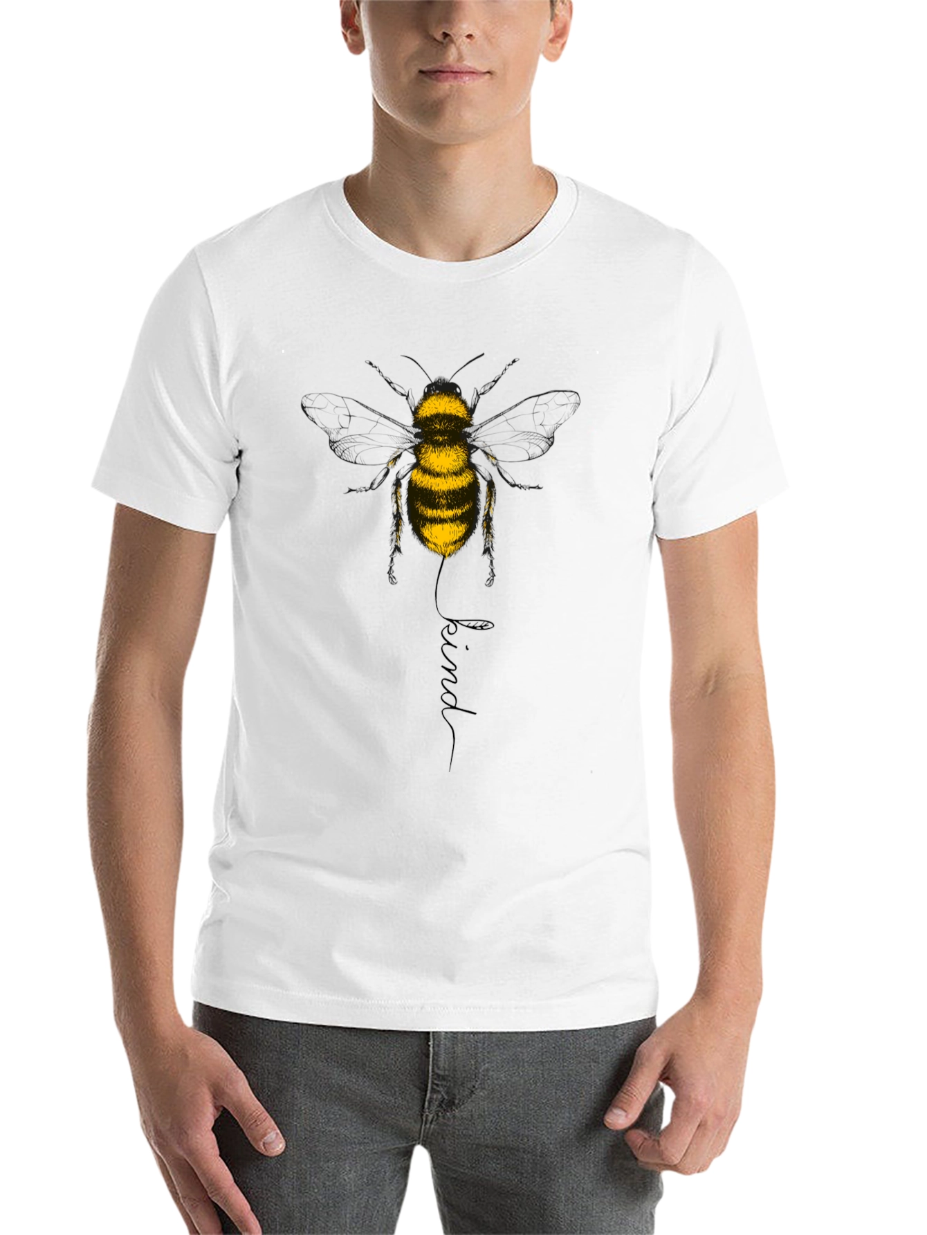 Black Kind Bee Graphic Tee - Stylish Black T-Shirt view 14