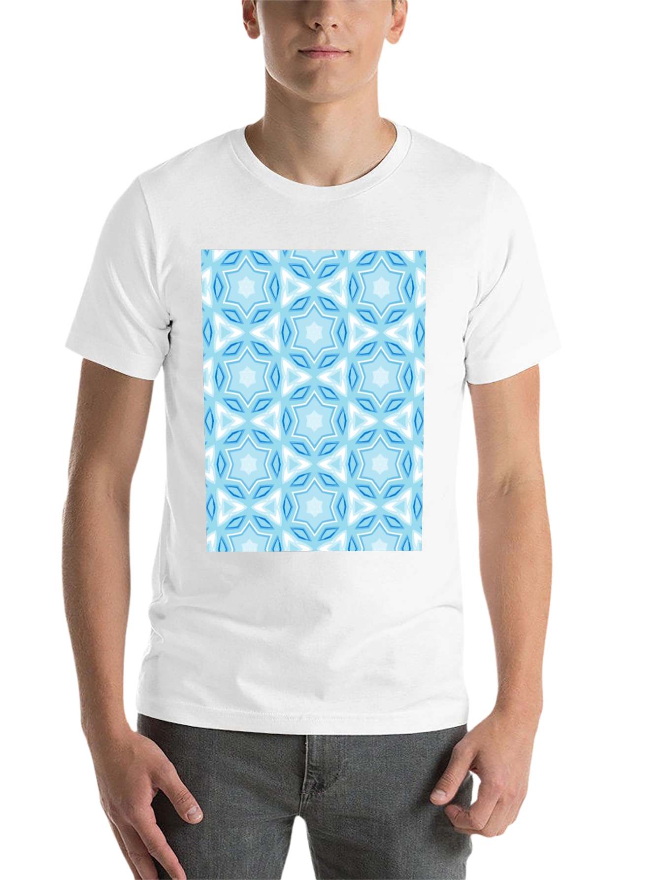 Black Blue Star Pattern T-Shirt view 14
