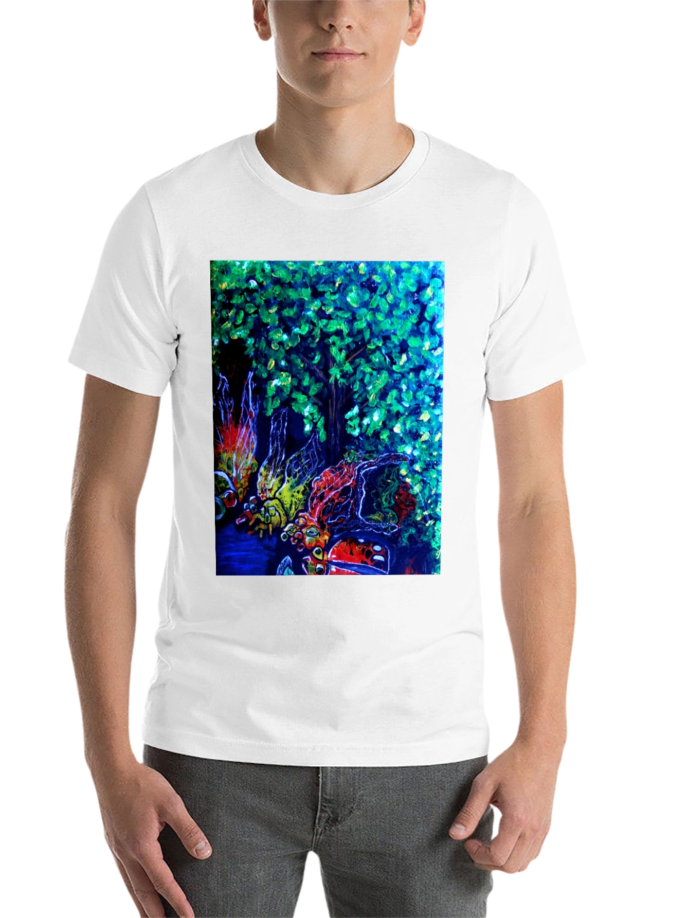 Black Nature Art Graphic Print Black T-Shirt view 14