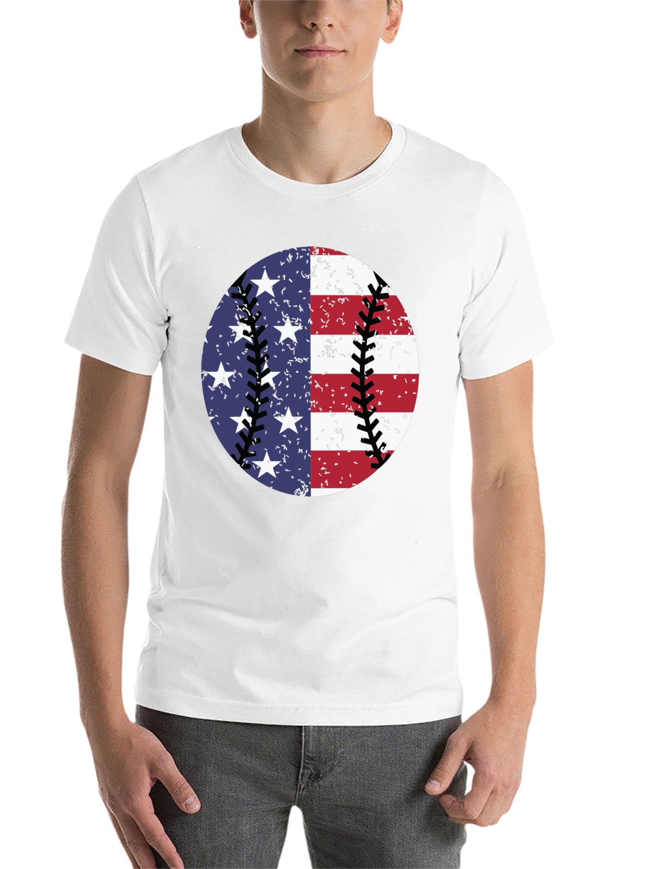 Black Patriotic Baseball T-Shirt: Stars & Stripes Tee view 14