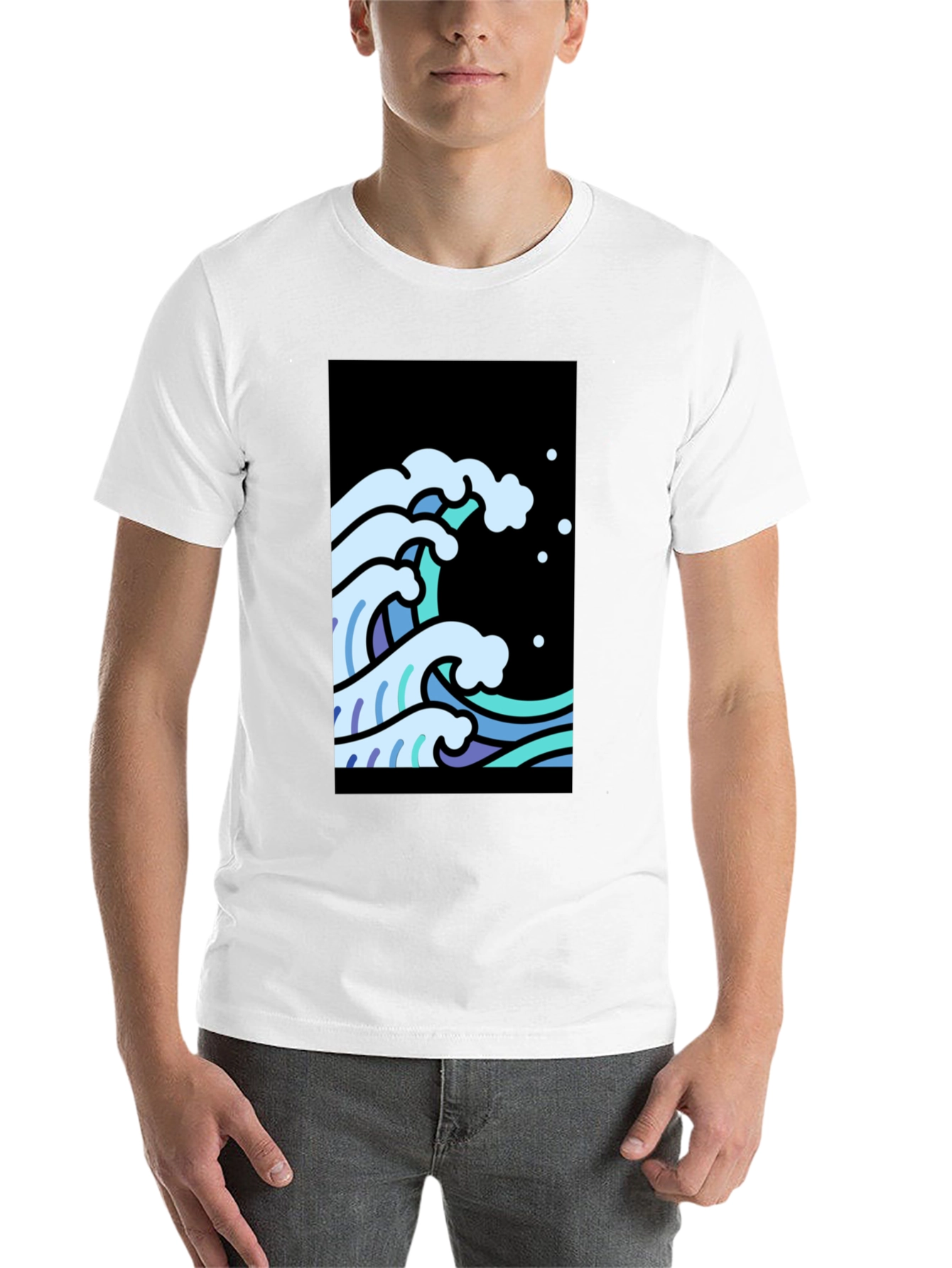 Black Cool Waves Graphic Tee - Black Cotton T-Shirt view 14