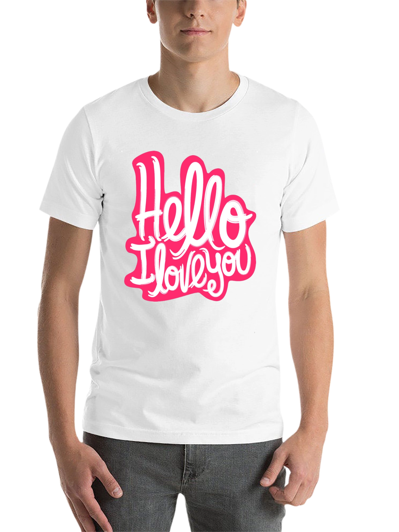 Black Hello I Love You Graphic T-Shirt - Trendy Casual Wear view 14