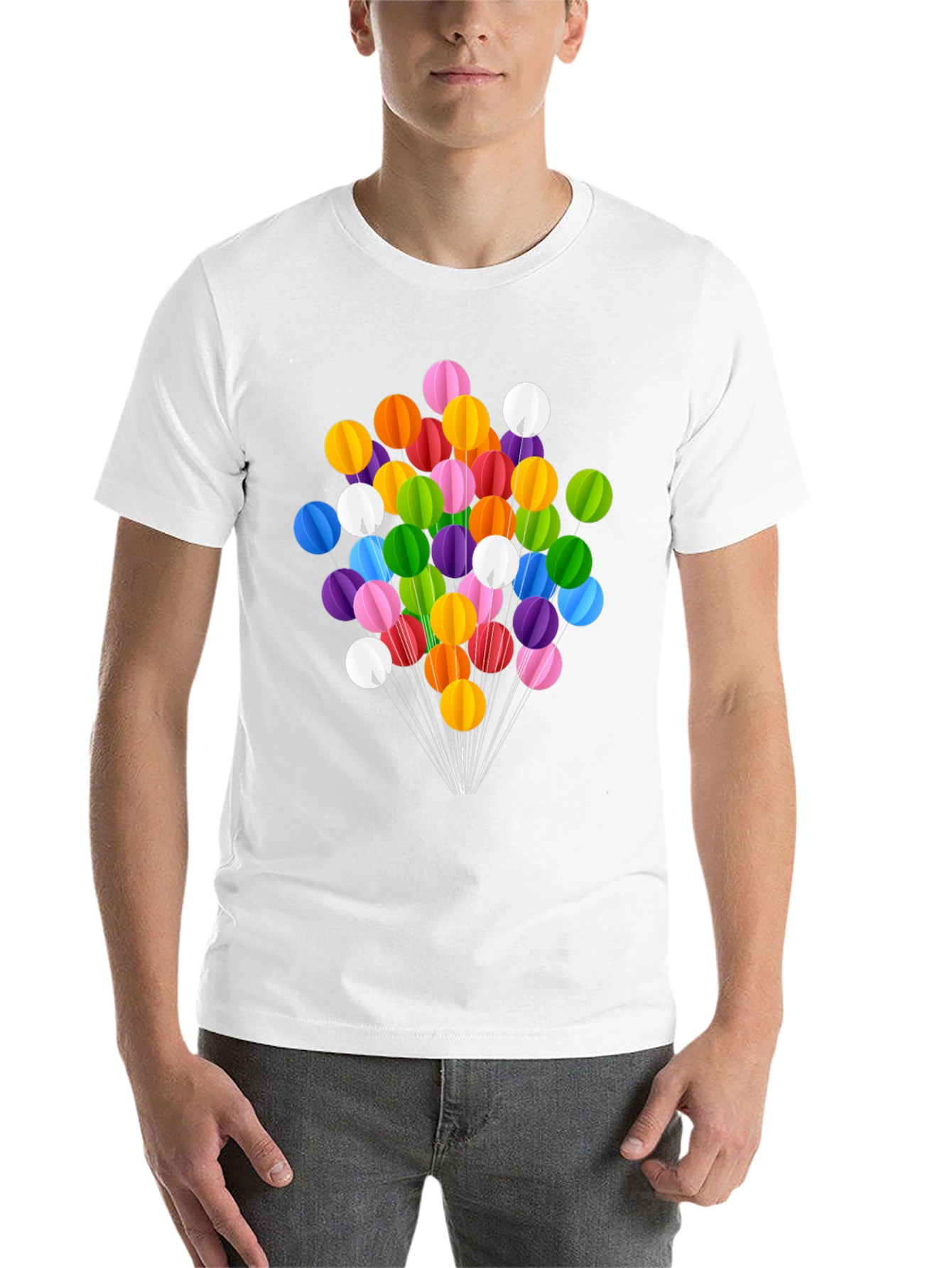 Black Colorful Balloon Graphic Tee - Black Cotton Blend Shirt view 14