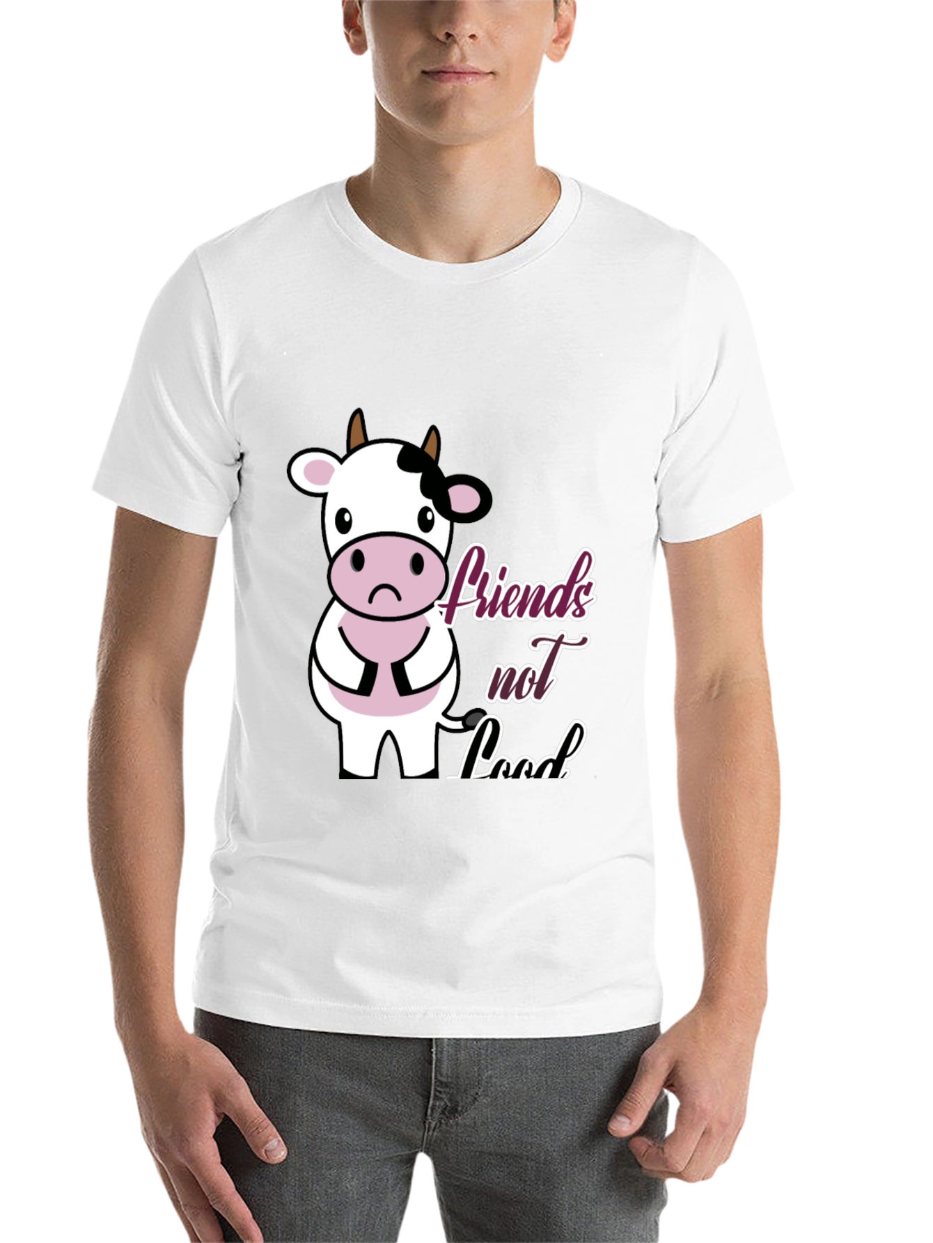 Black Vegan Cow T-Shirt - Friends Not Food view 14