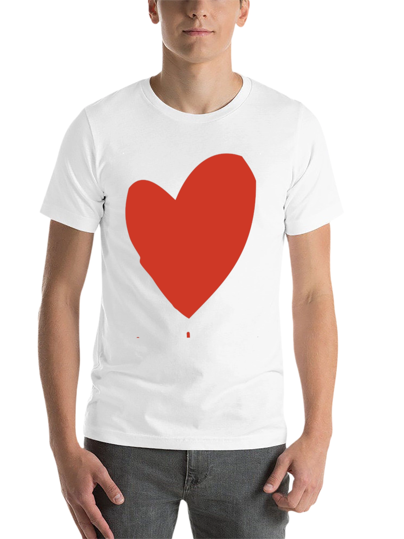 Black Black T-Shirt with Red Heart Graphic Print view 14