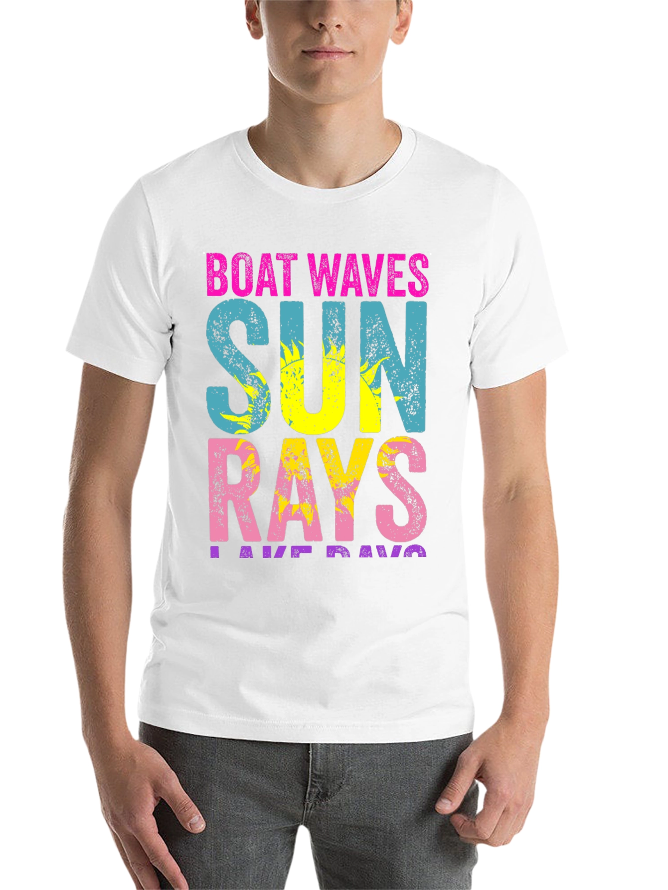 Black Boat Waves Sun Rays T-Shirt - Vibrant Summer Tee view 14